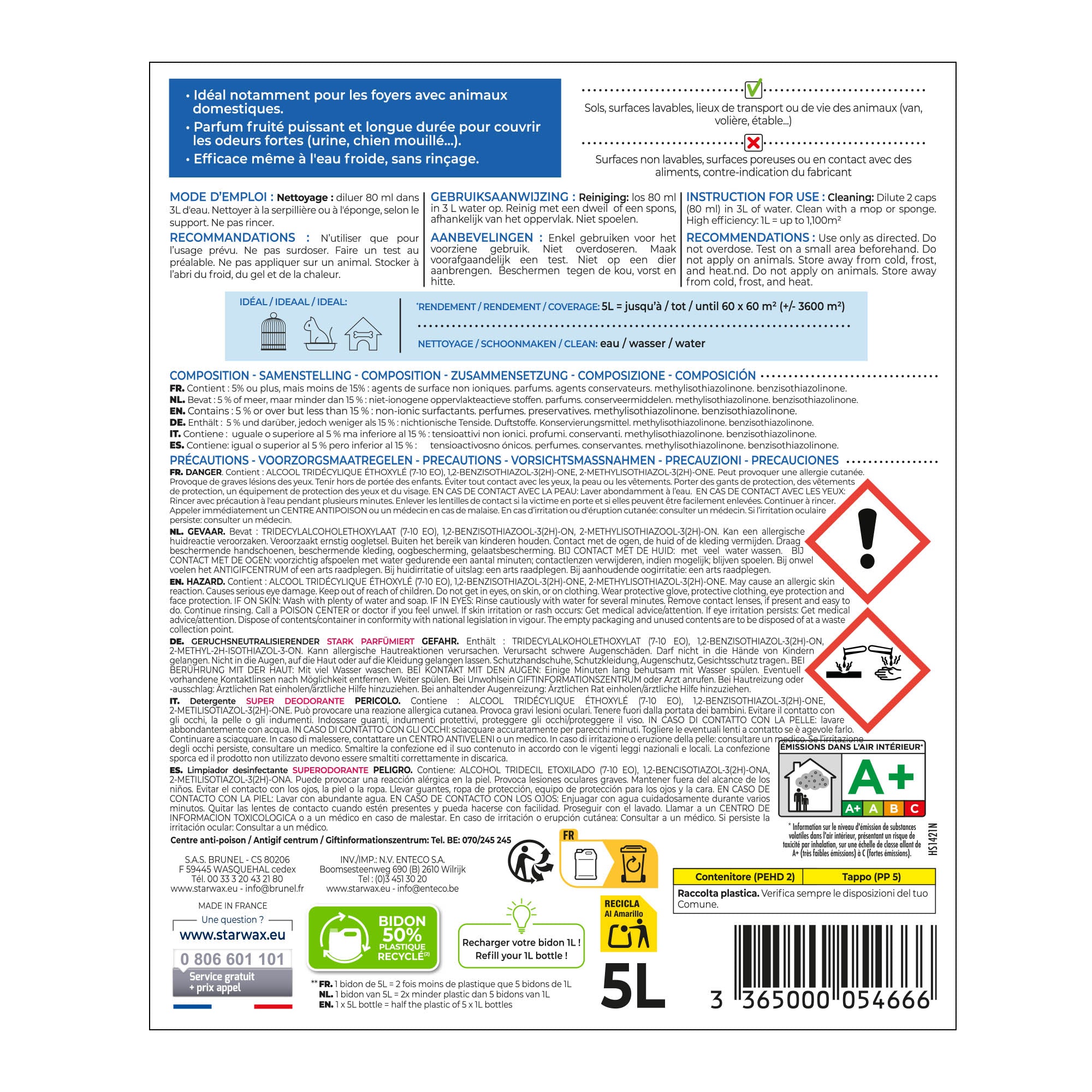 STARWAX - Nettoyant désodorisant surodorant 1L