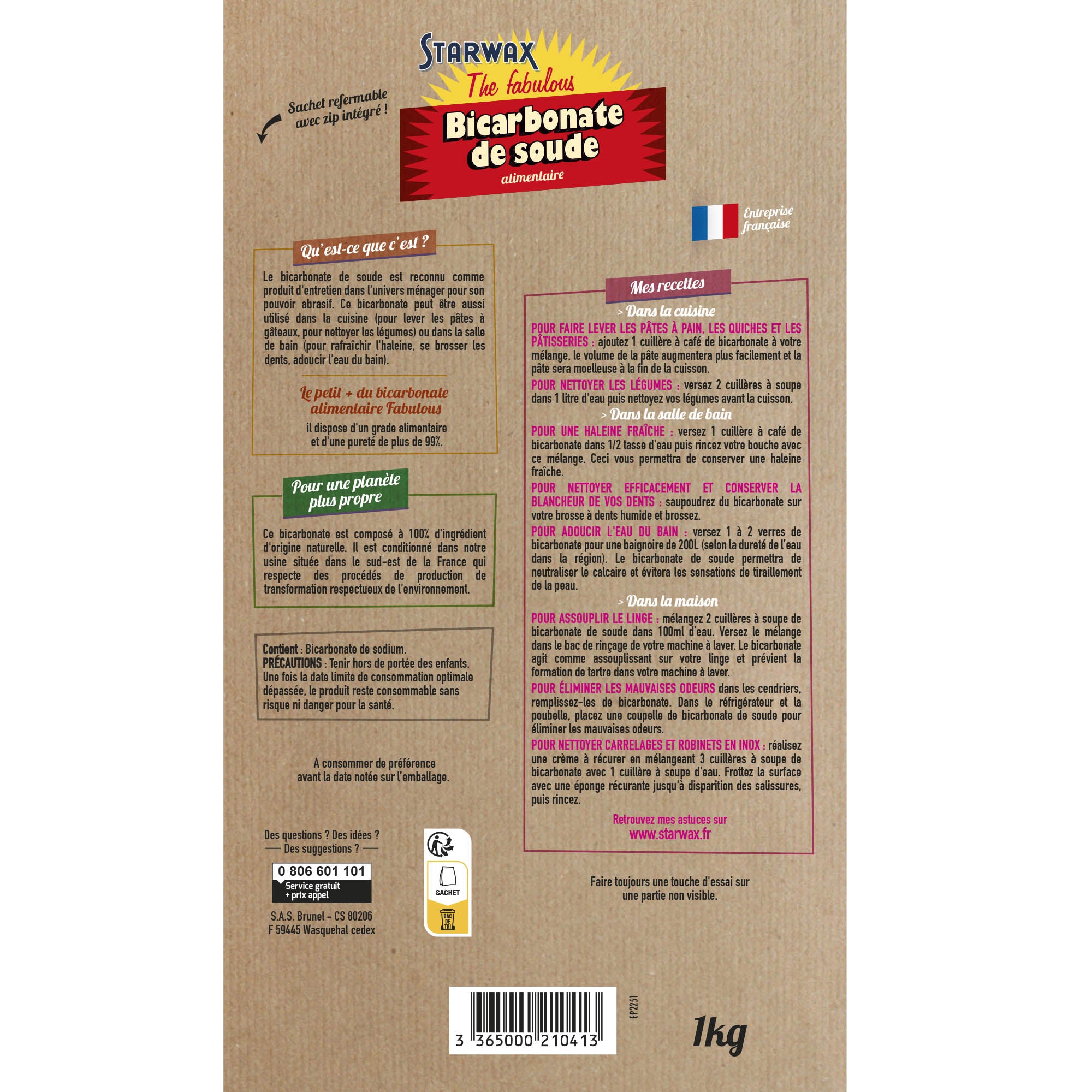 STARWAX FABULOUS - Bicarbonate de soude alimentaire 1kg
