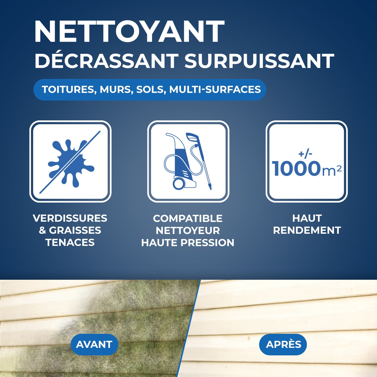 STARWAX - Nettoyant décrassant pour toitures, murs, et sols extérieurs 1L
