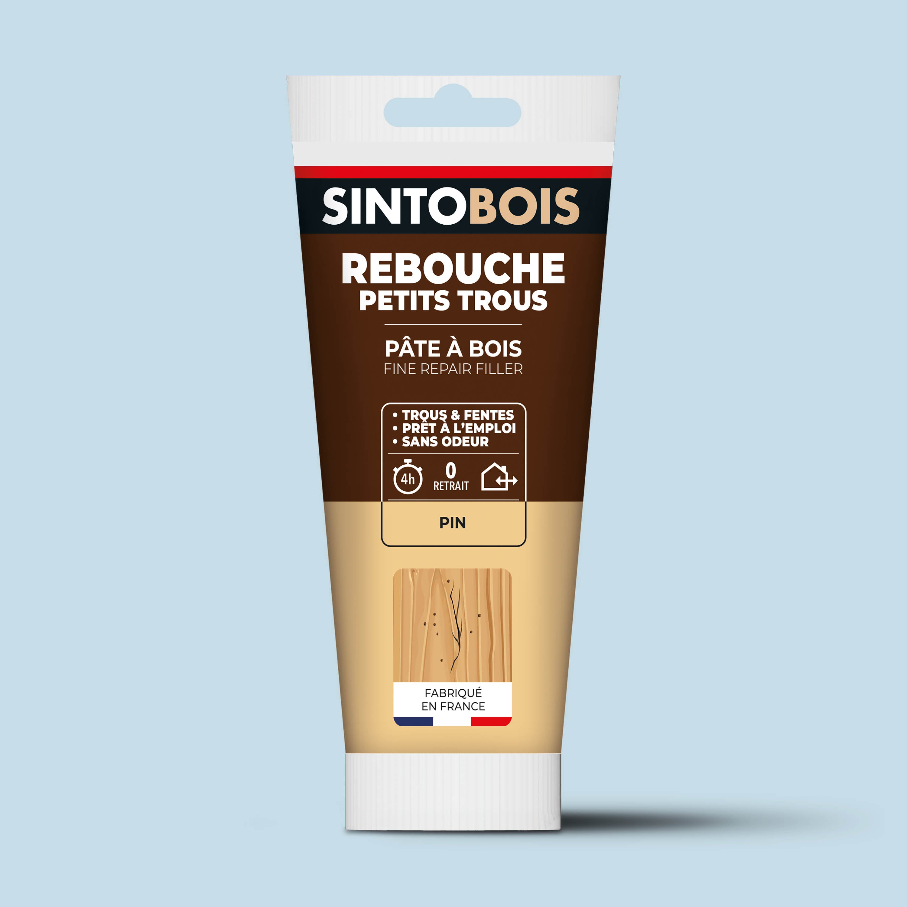 SINTO - Rebouche imperfections - Pâte à bois naturel 80g Blanc