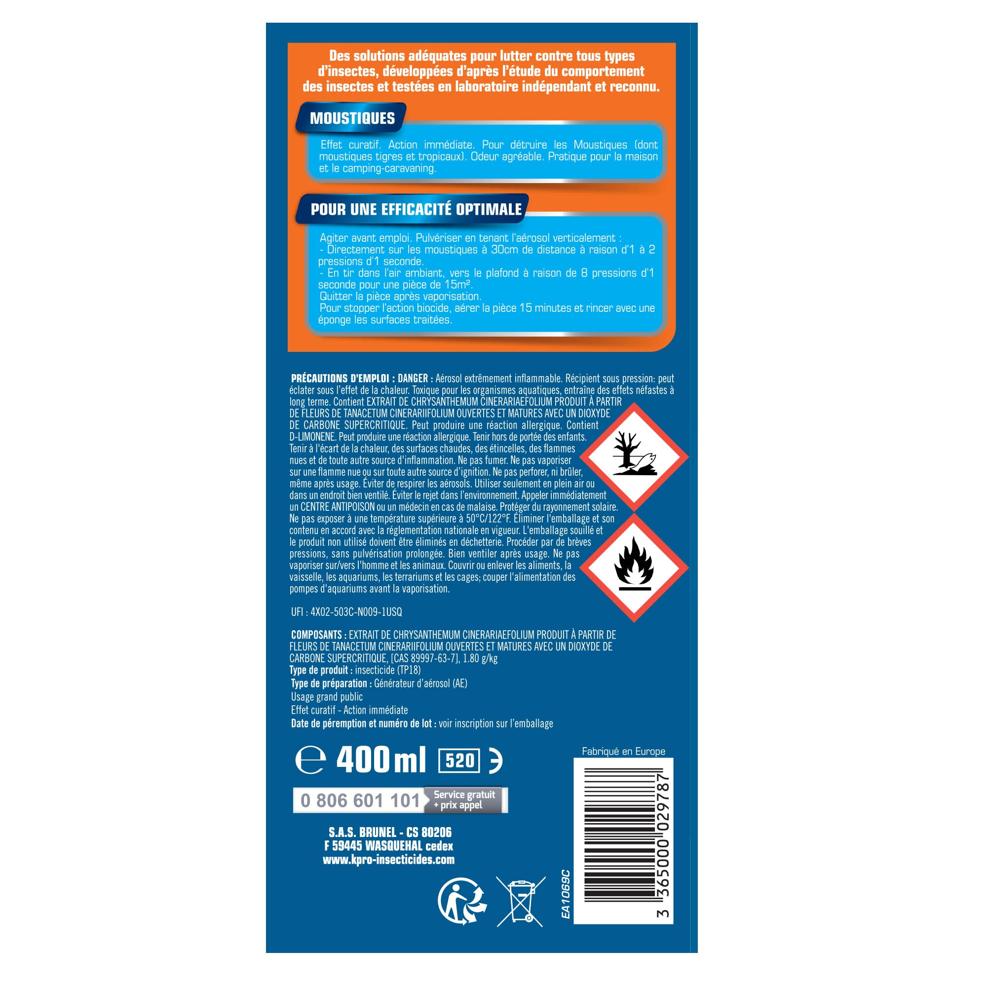 K.PRO - Aérosol anti-moustiques
400ml