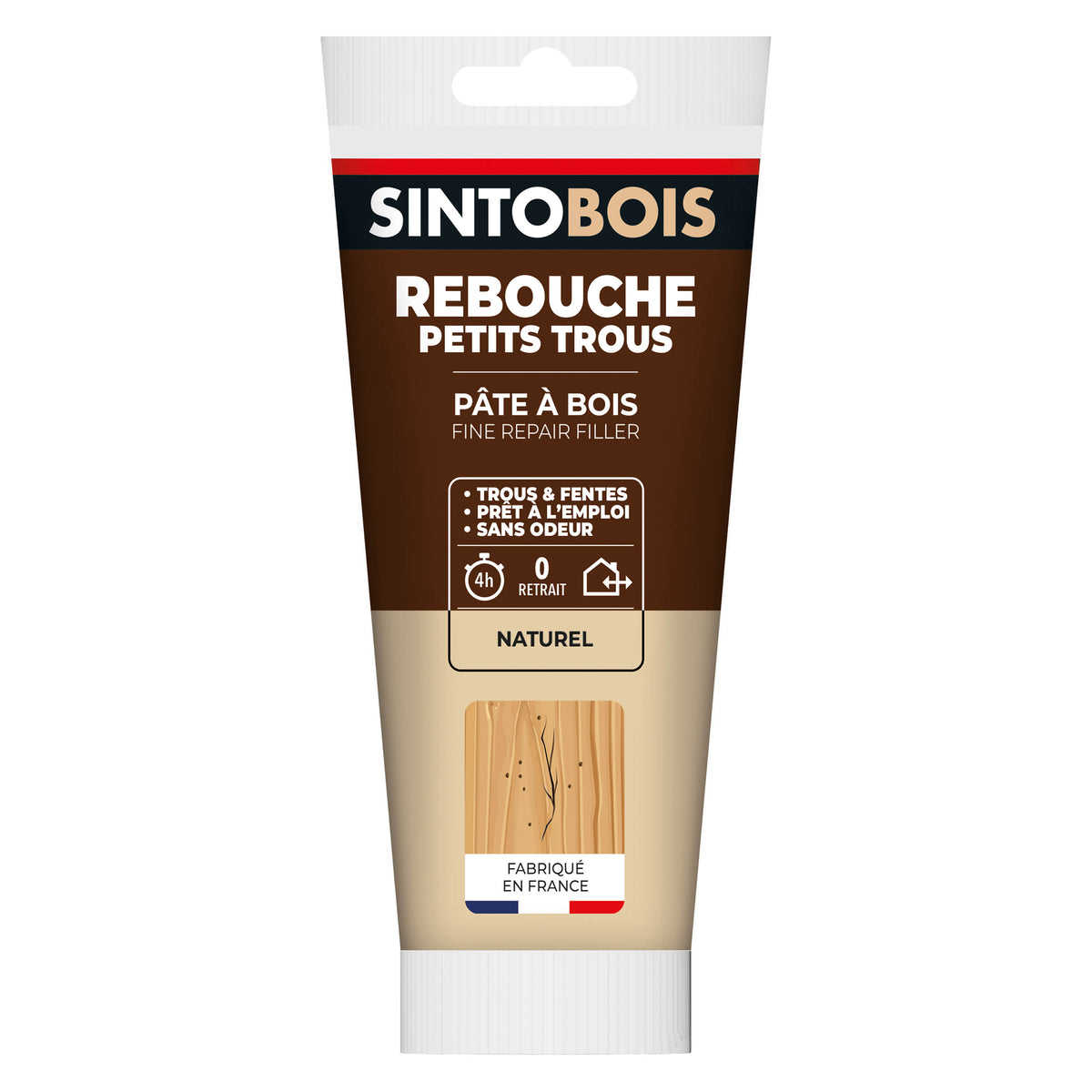 SINTO - Rebouche imperfections - Pâte à bois naturel 80g Blanc