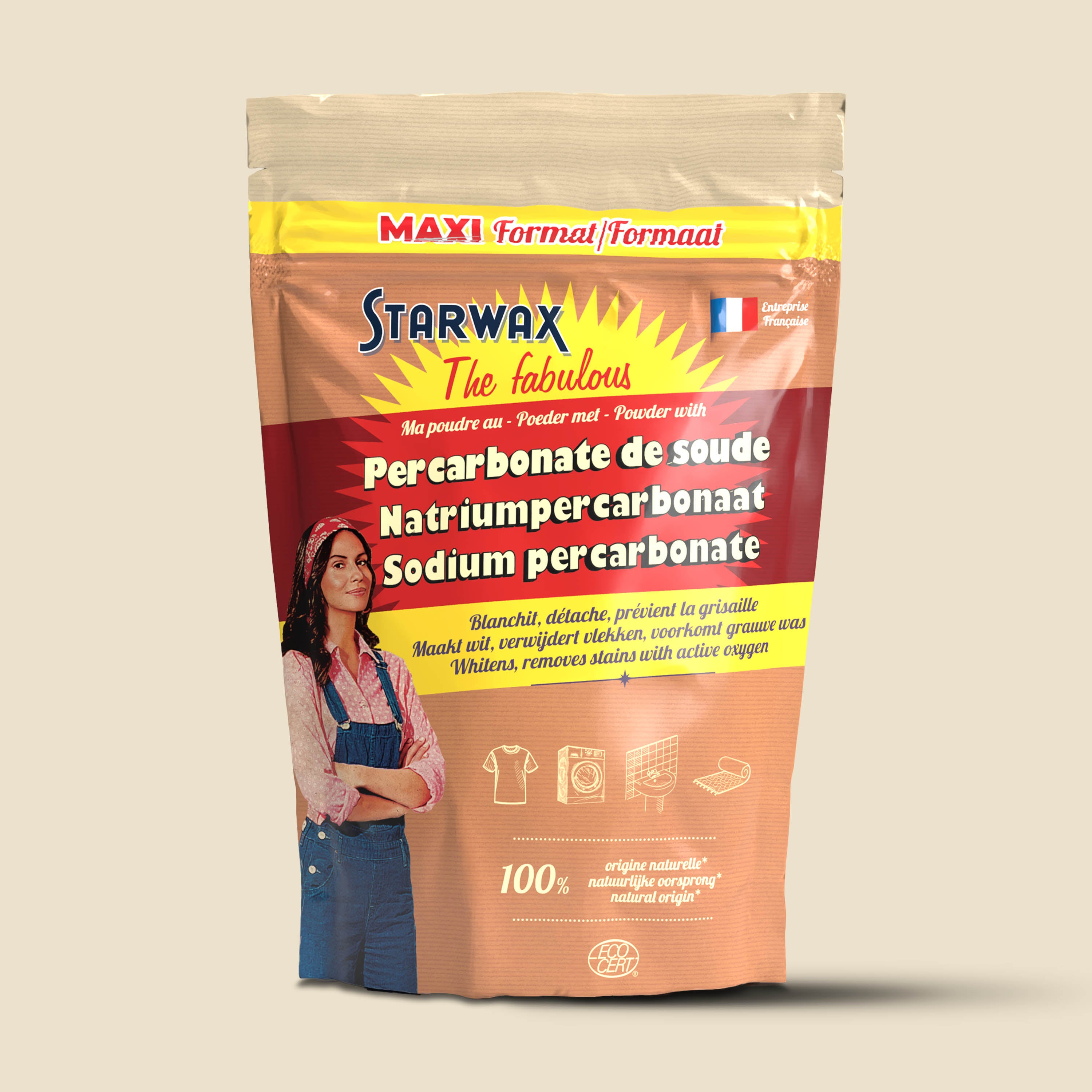 STARWAX FABULOUS - Ma poudre détachante & raviveur de blancheur au percarbonate de soude – Sachet éco 1kg