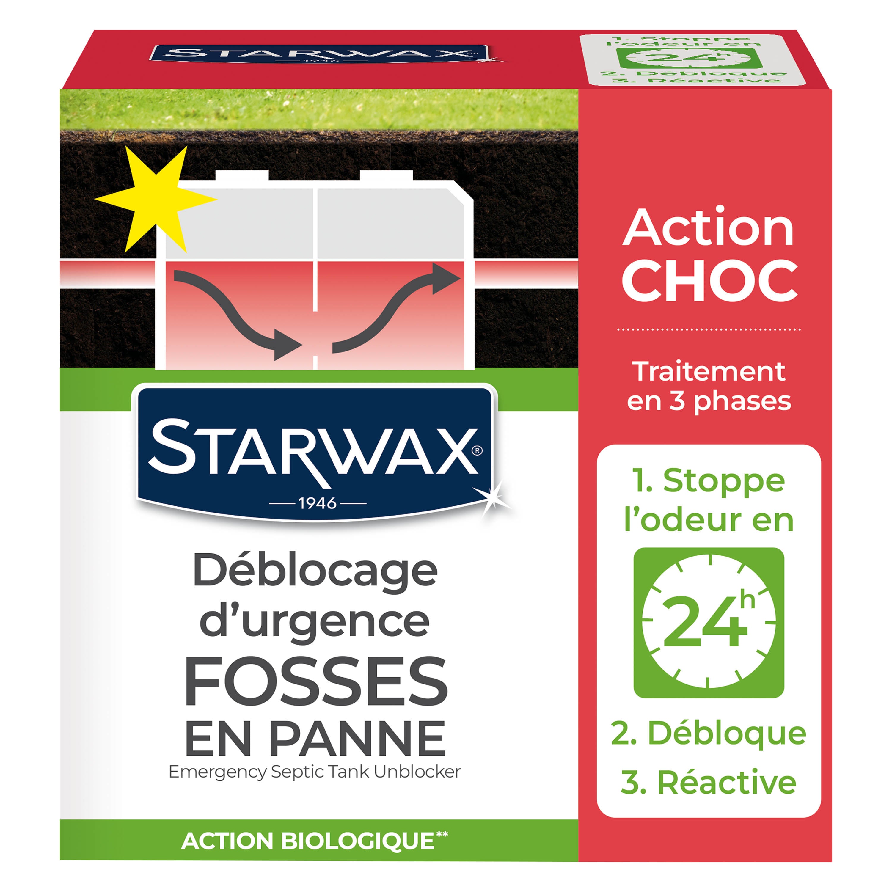 STARWAX - Déblocage d'urgence pour fosses septiques
600g