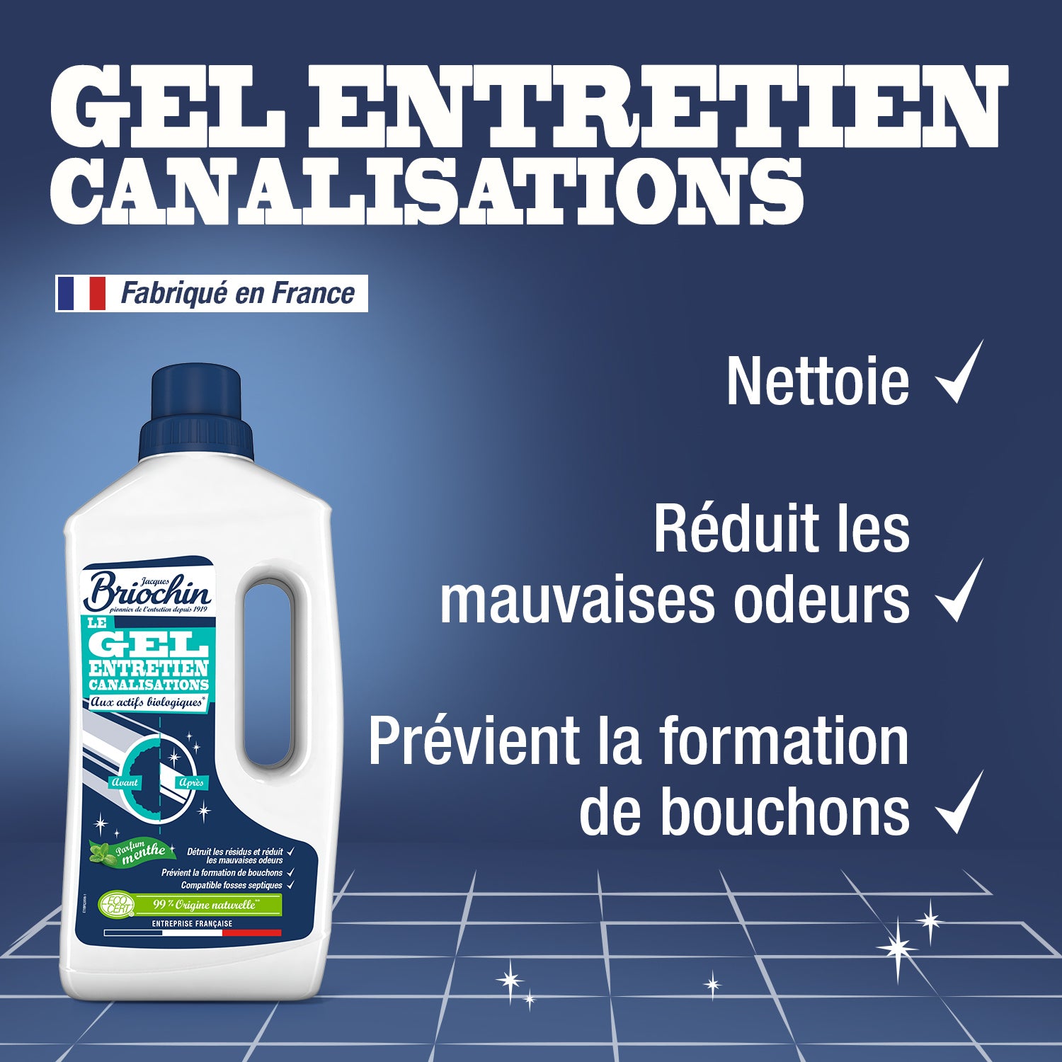 JACQUES BRIOCHIN - Le gel entretien canalisations 900ml Menthe