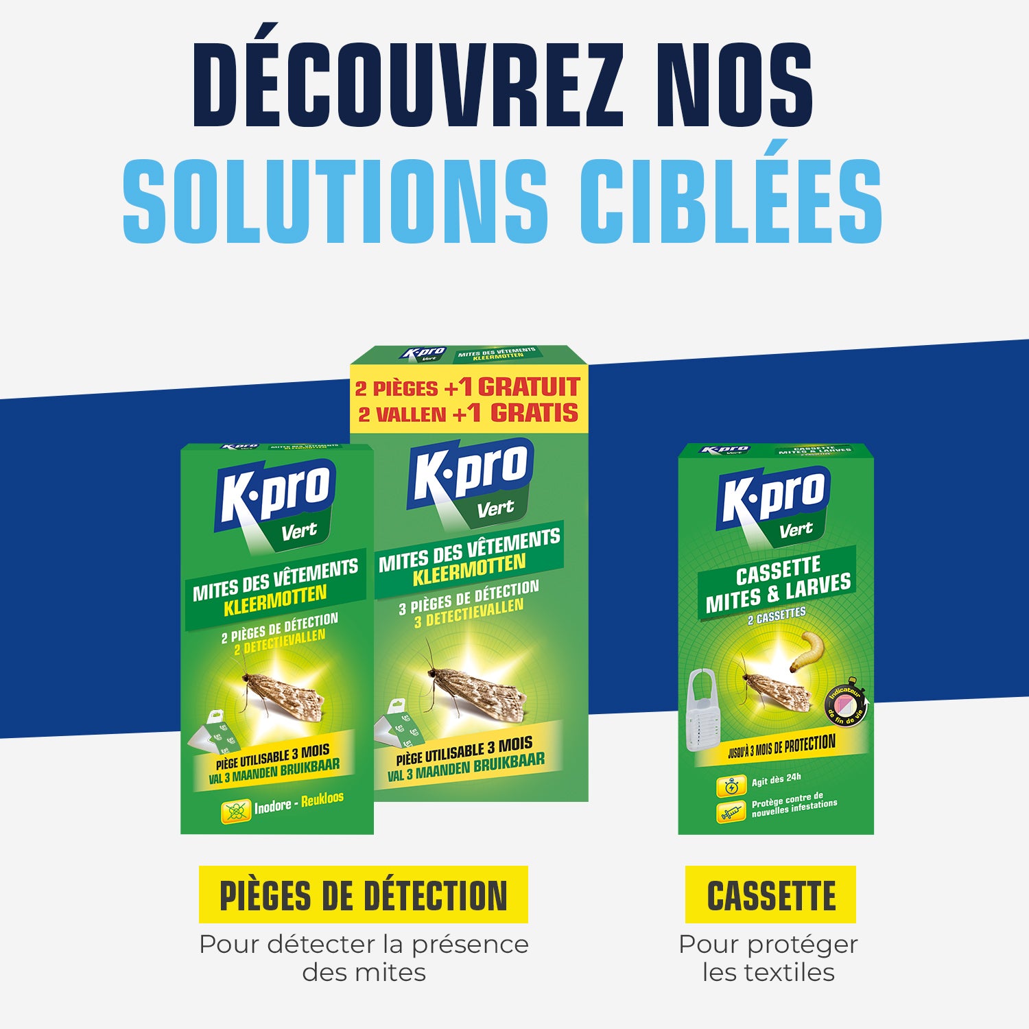 K.PRO - Cassettes répulsives mites et larves des vêtements 2 cassettes