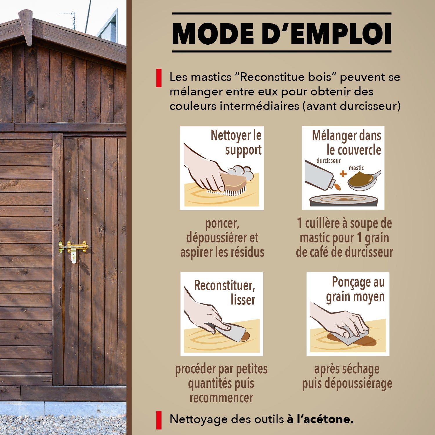 SINTO - Reconstitue angles et gros trous 500ml Chêne