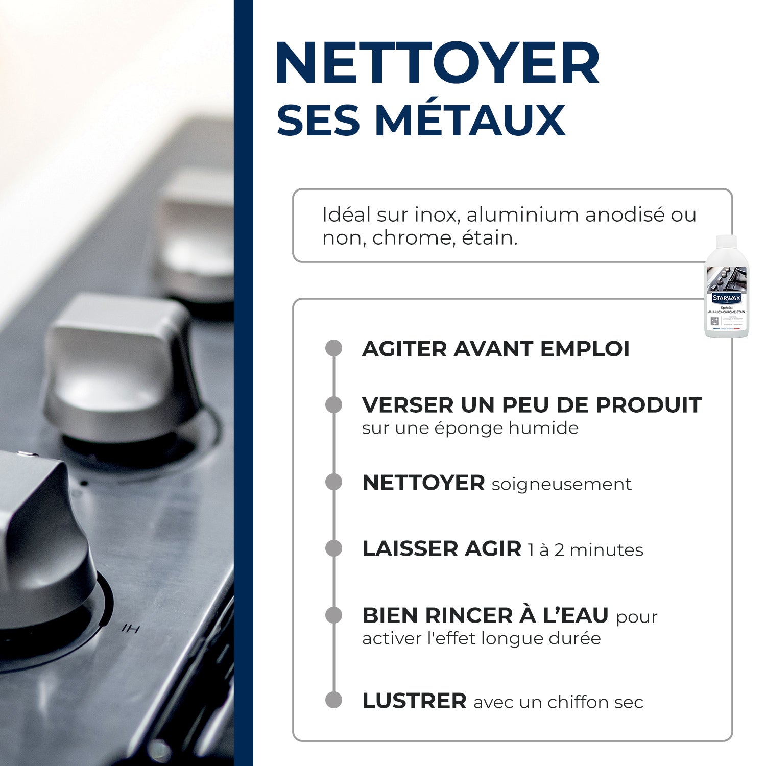 STARWAX - Nettoyant Alu Inox Chrome & Etain 250ml