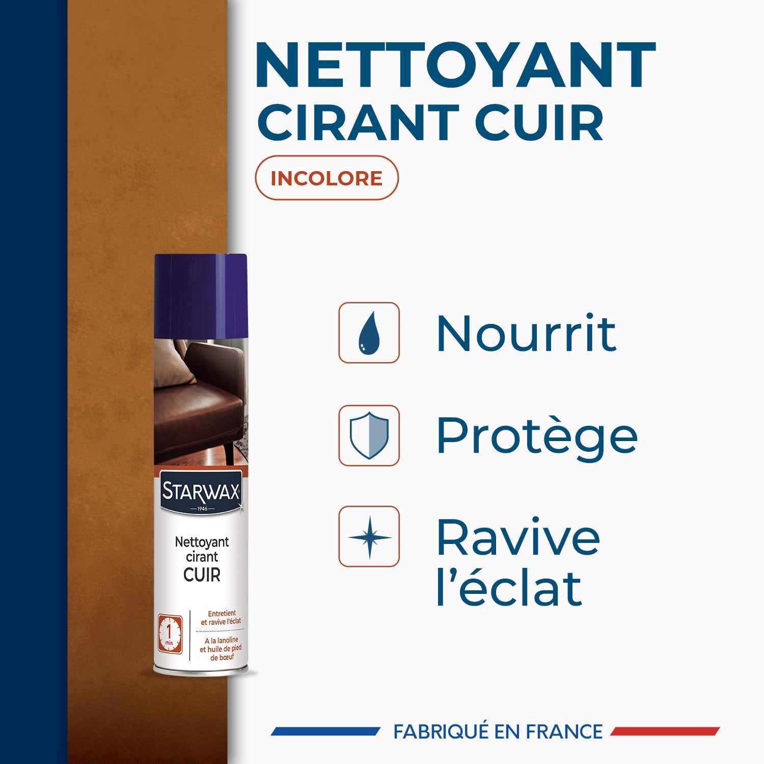 STARWAX - Nettoyant cirant express pour cuir 300ml Incolore