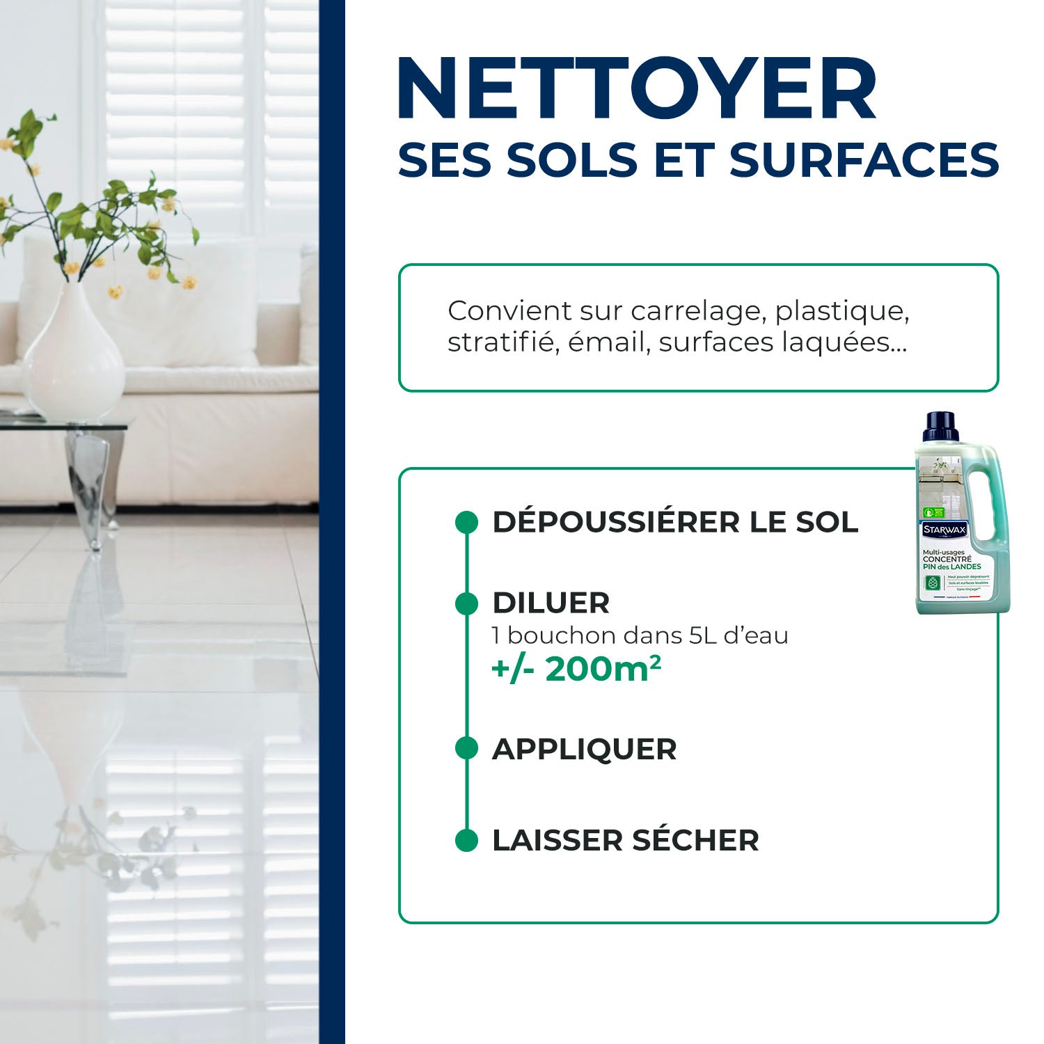 STARWAX - Nettoyant multi-usages concentré parfum pin des landes 1L Parfum pin des landes (parfum de synthèse)