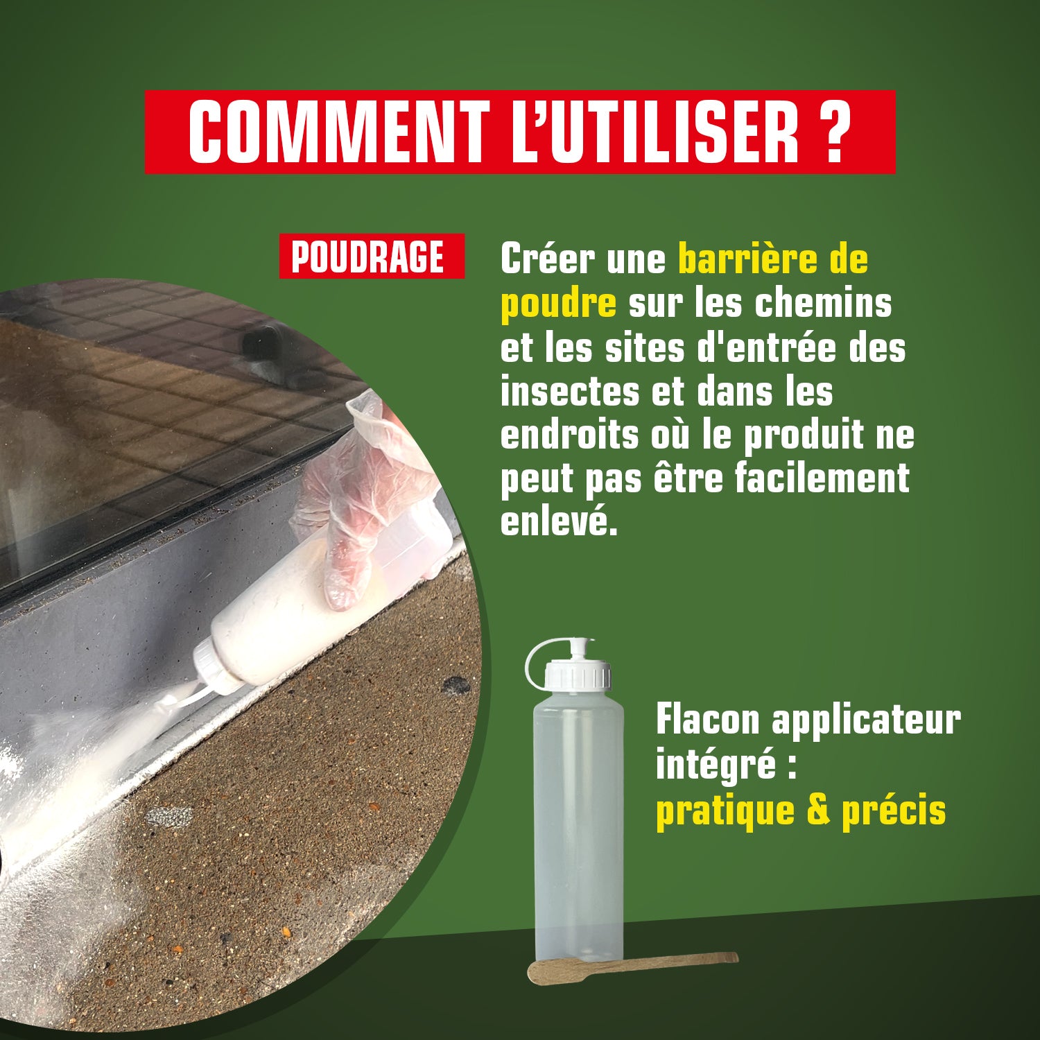 K.PRO - Terre de Diatomée Insecticide avec flacon applicateur 1kg Maxi format
