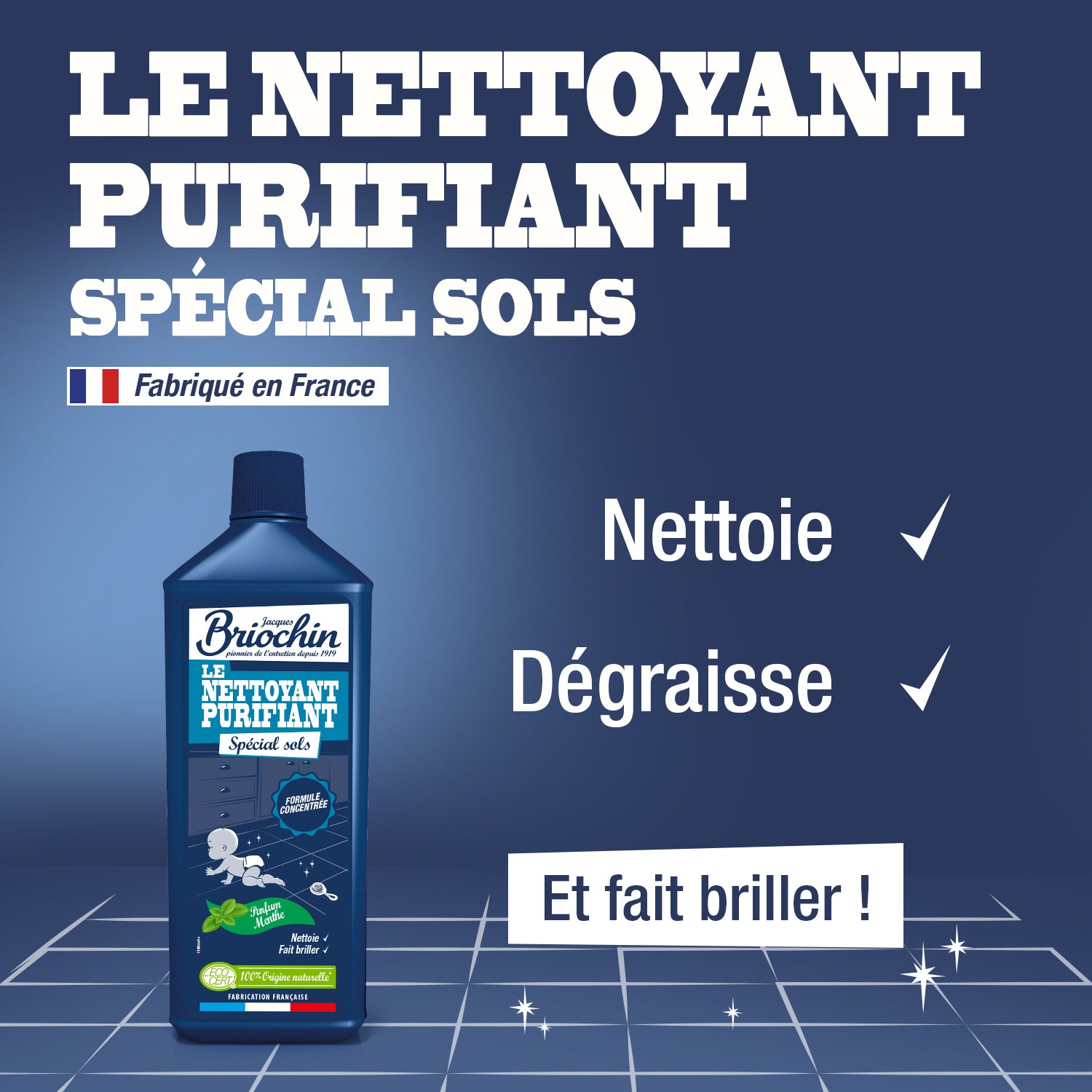 JACQUES BRIOCHIN - Nettoyant purifiant Sols et surfaces 1L Menthe eucalyptus
