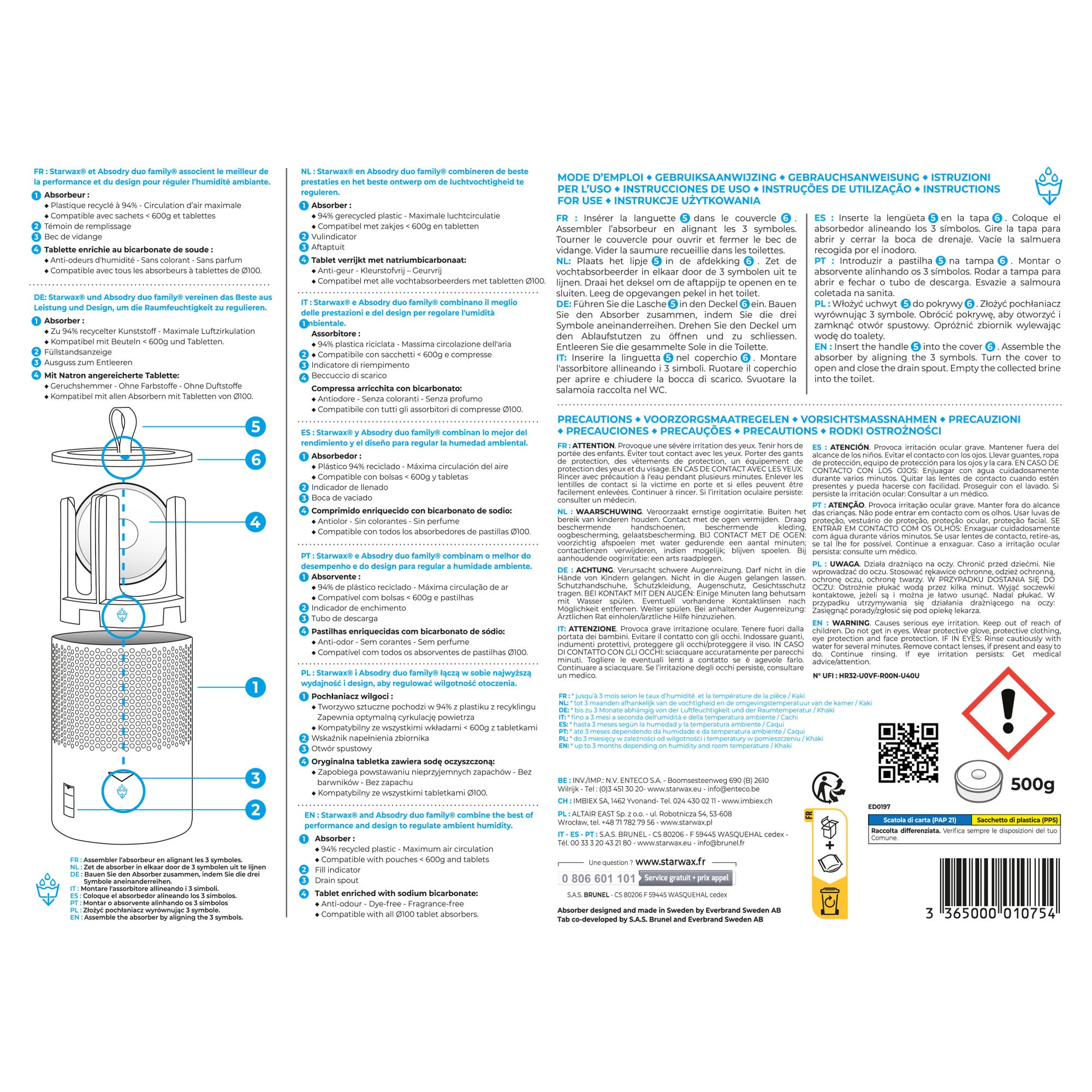 STARWAX - Absorbeur d'humidité + 1 tablette 500g Gris