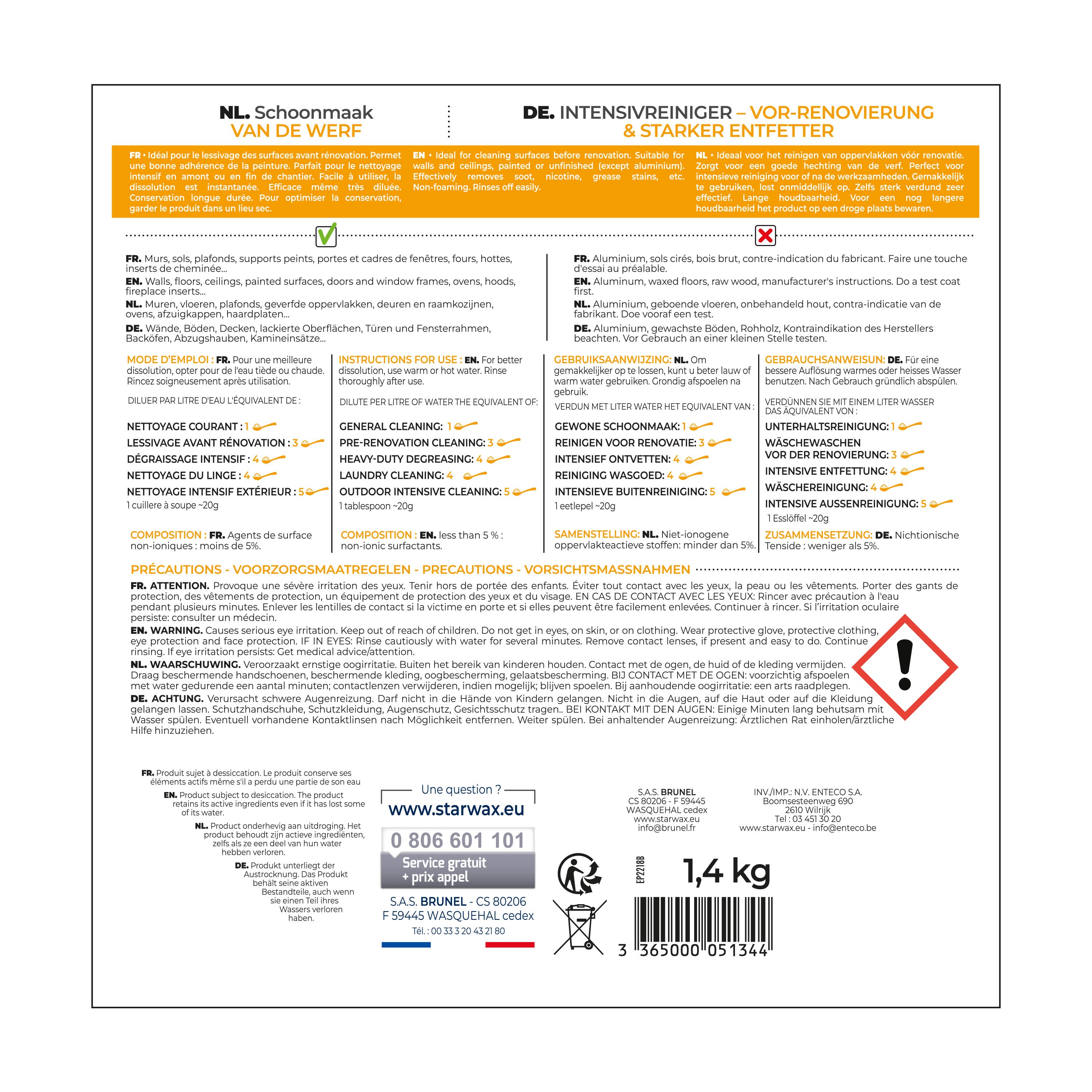 STARWAX - Lessive Chantier 1,4KG 1,4kg