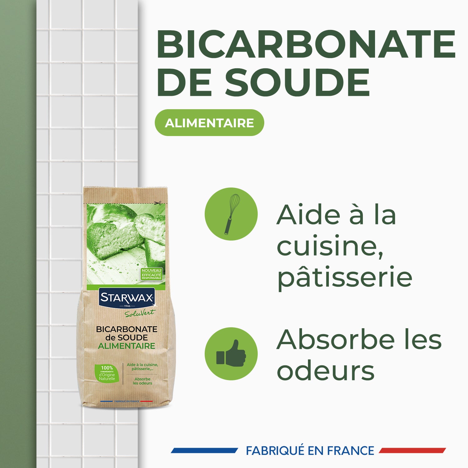 STARWAX SOLUVERT - Bicarbonate de soude alimentaire 1kg