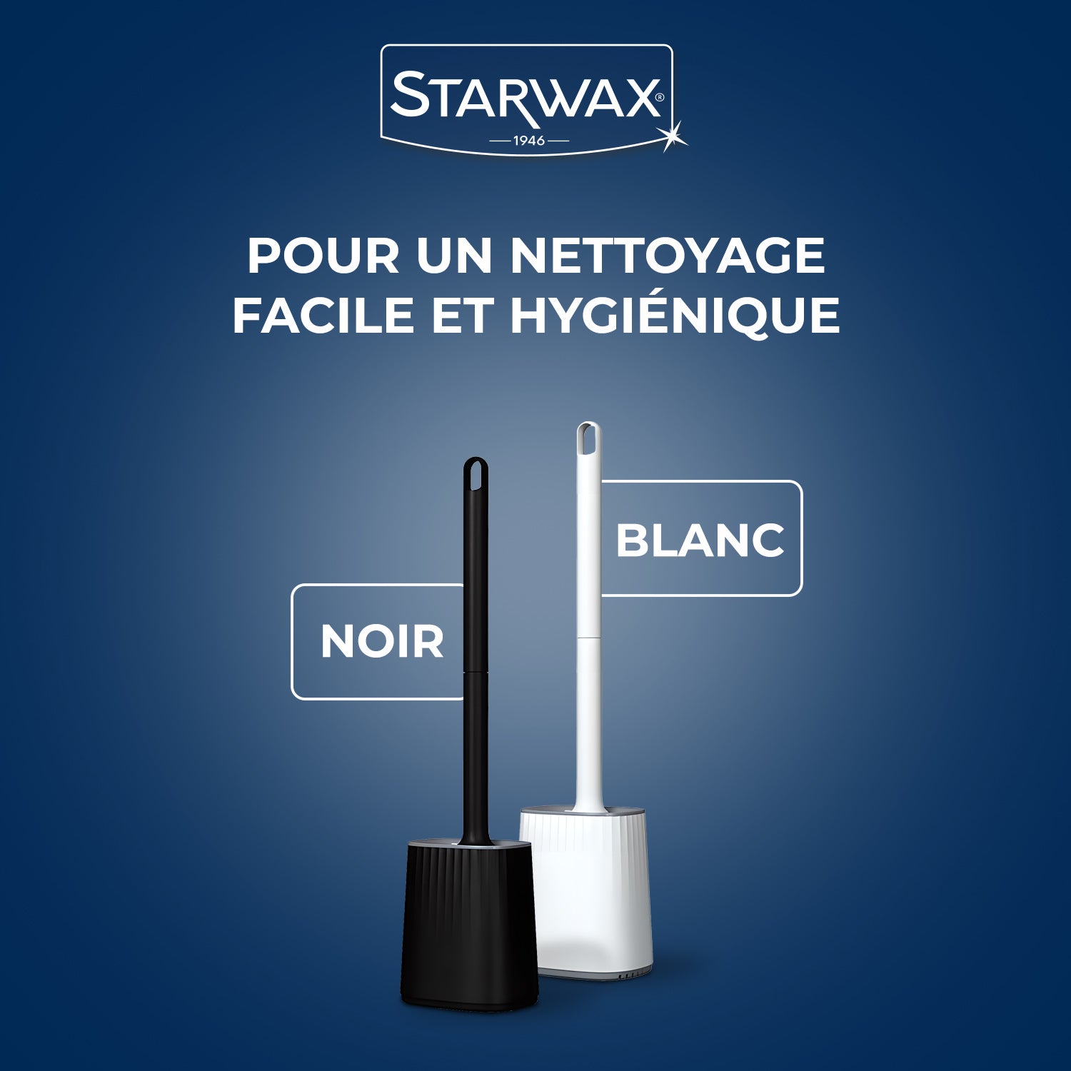 STARWAX - Balayette WC silicone avec support mural X1 Blanche