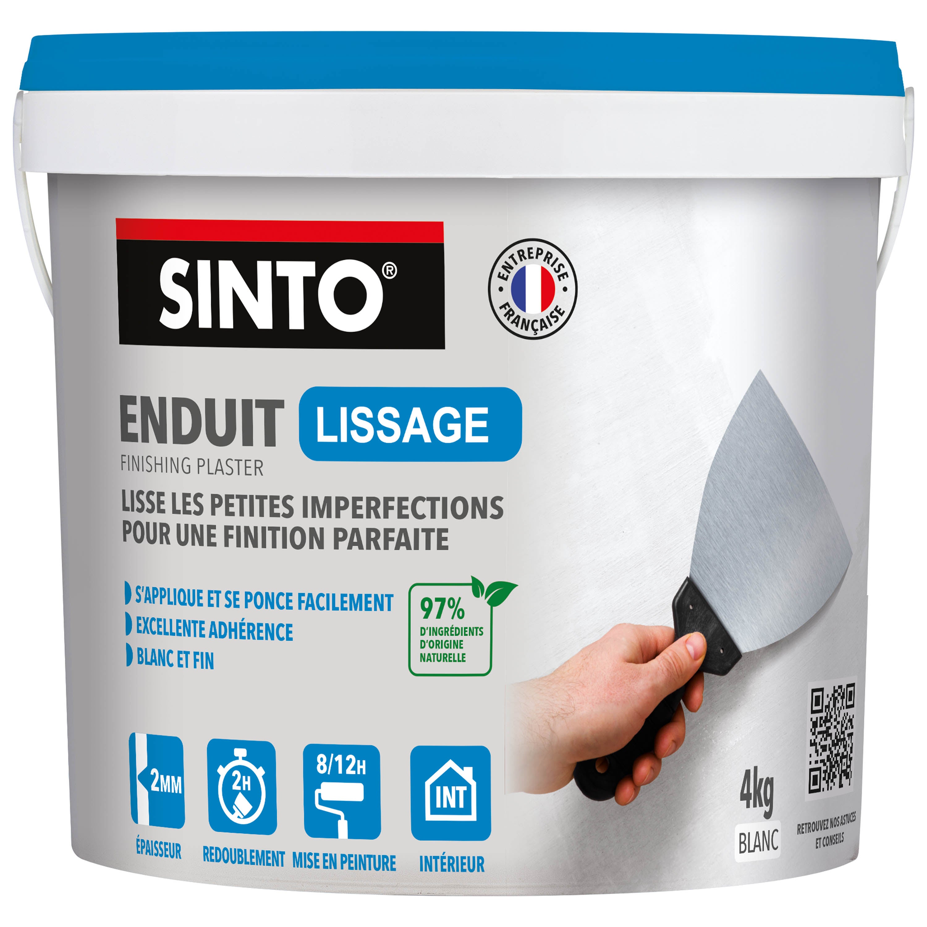 SINTO - Enduit lissage pâte 1,5kg Blanc