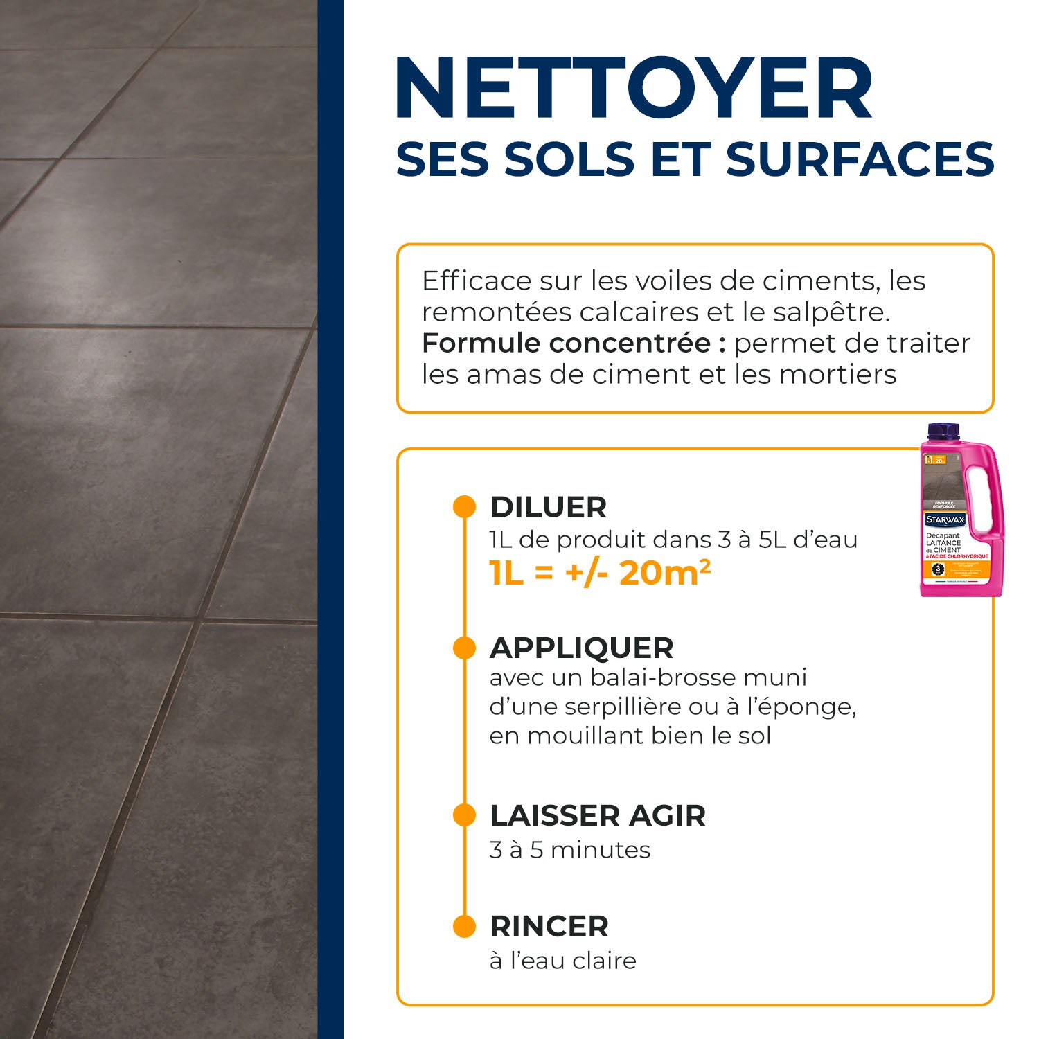 STARWAX - Décapant laitance de ciment 1L