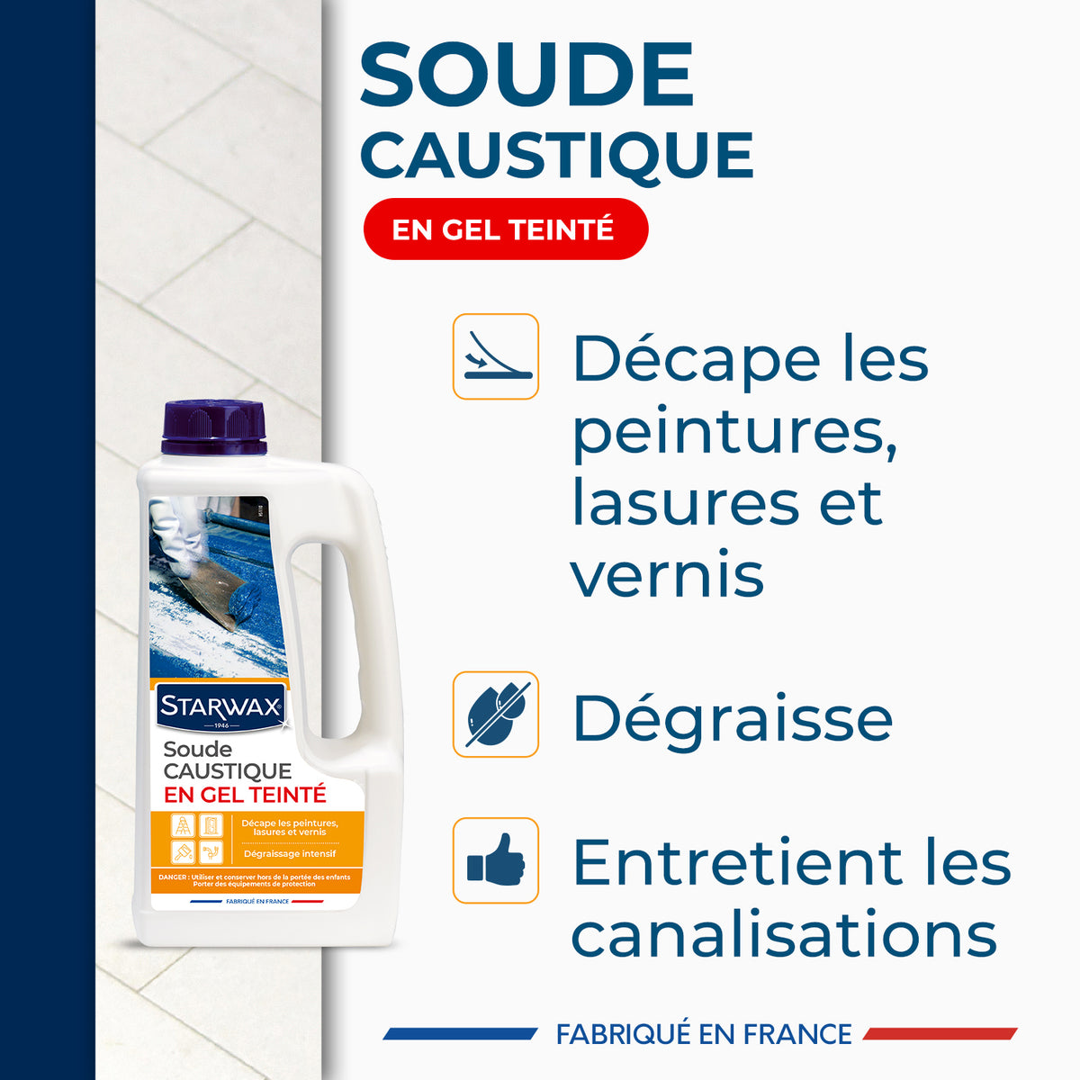 STARWAX - Soude caustique en gel teinté 1L 1L