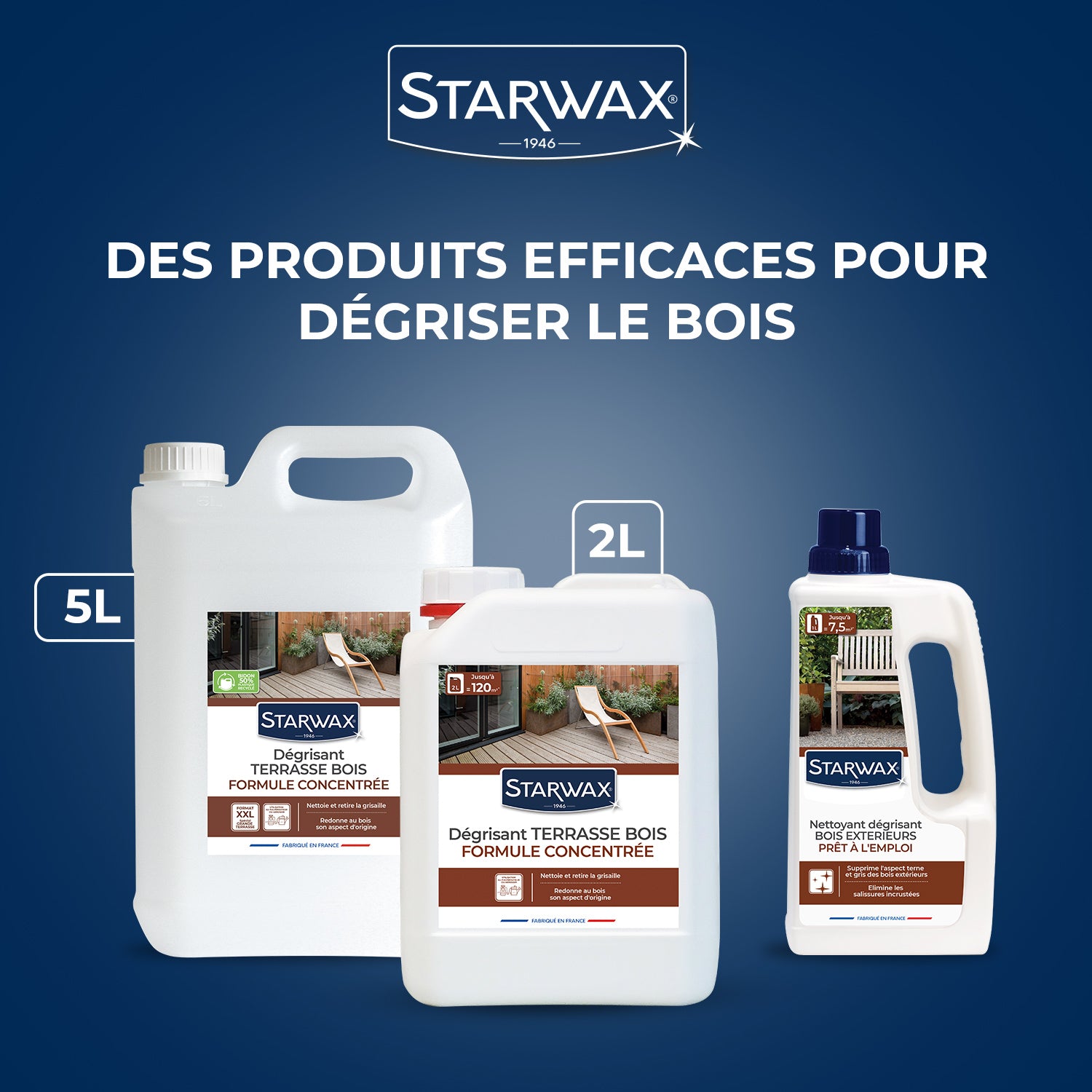 STARWAX - Nettoyant dégrisant pour bois extérieurs 1L