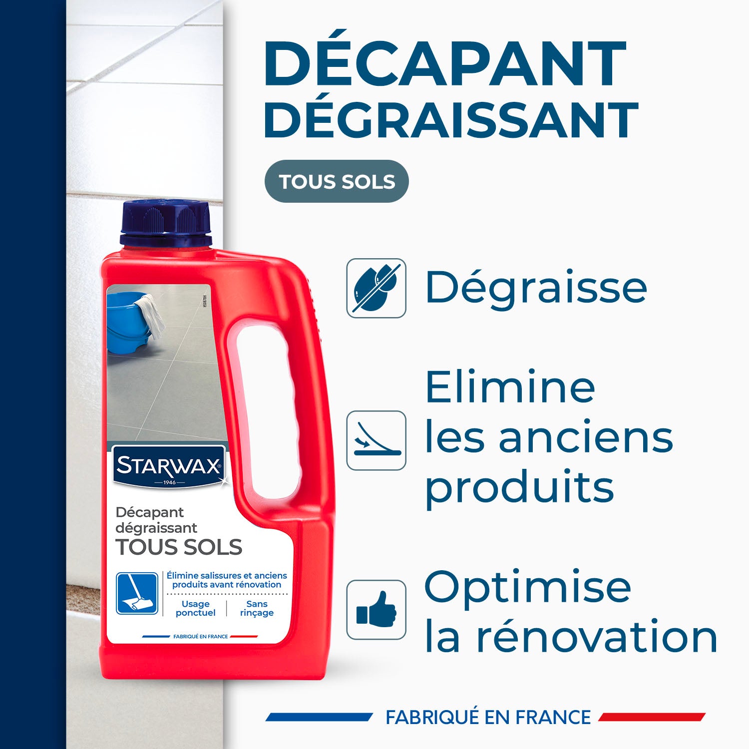 STARWAX - Décapant sans rinçage pour sols intérieurs 1L