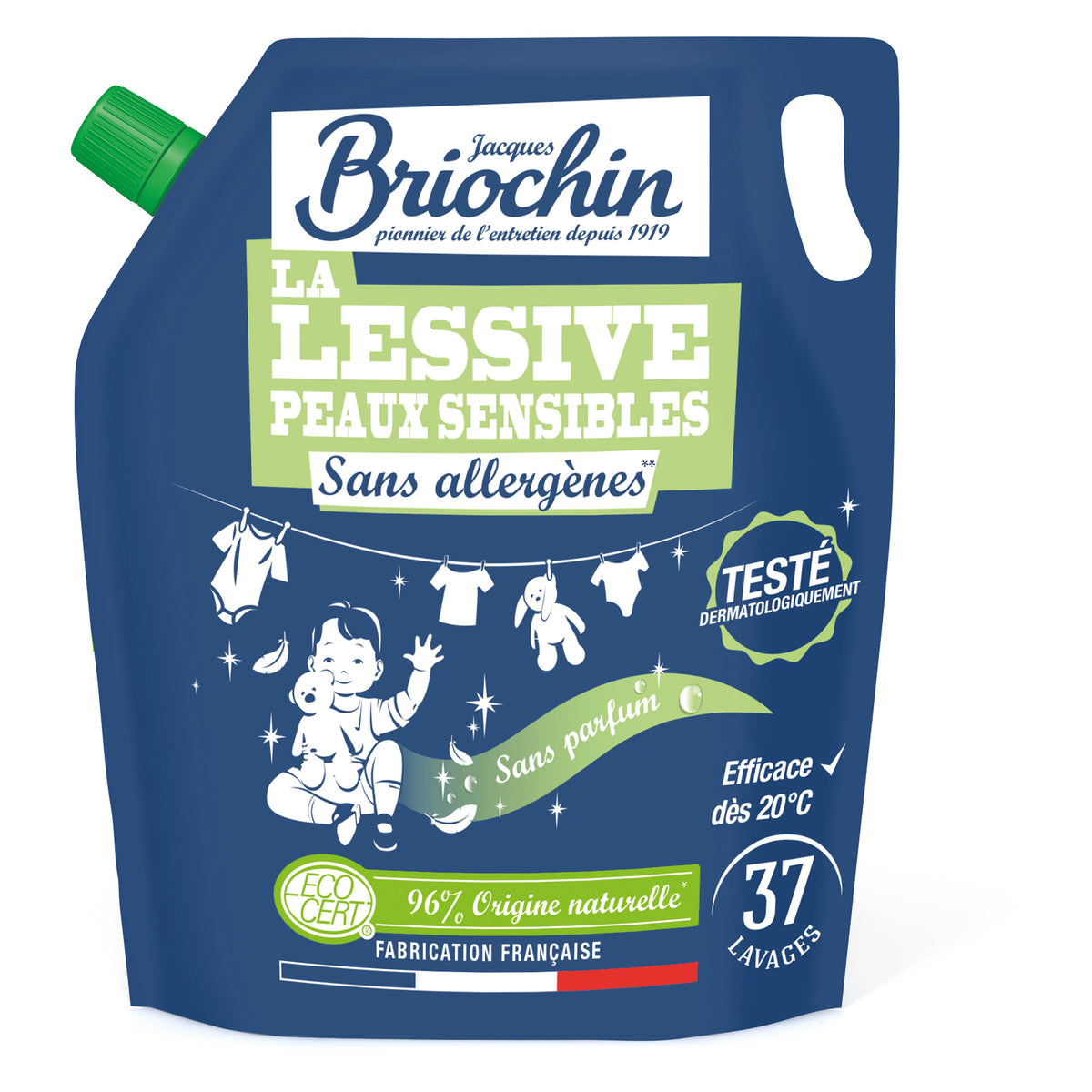 Lot de 3 recharges de lessives peaux sensibles