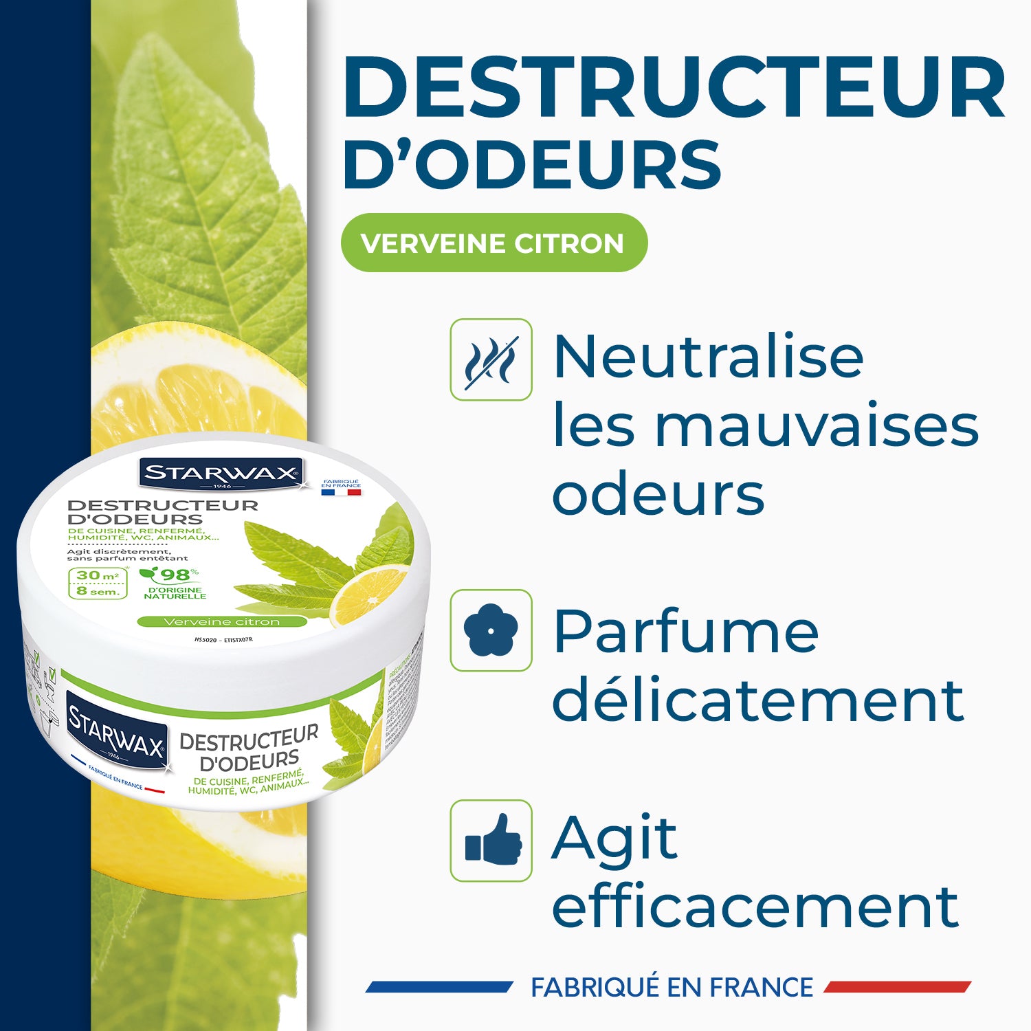 STARWAX - Destructeur d'odeurs Verveine Citron 300g Parfum Verveine citron