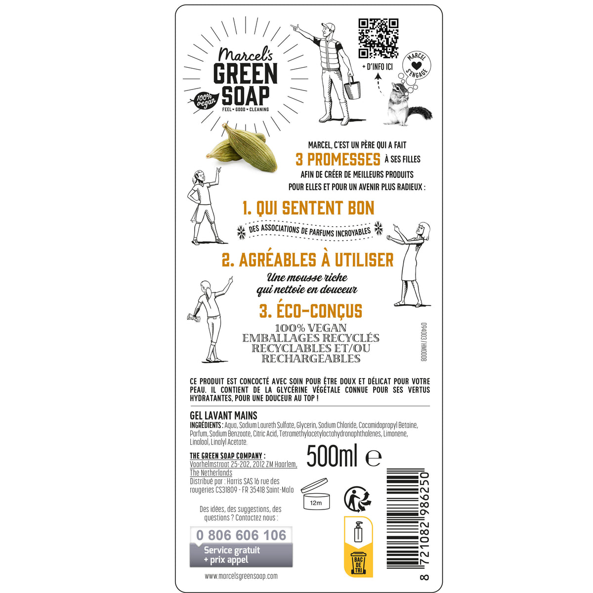MARCEL'S GREEN SOAP - Le Gel Lavant Mains Bois de santal & Cardamome 250ml Bois de santal & Cardamome