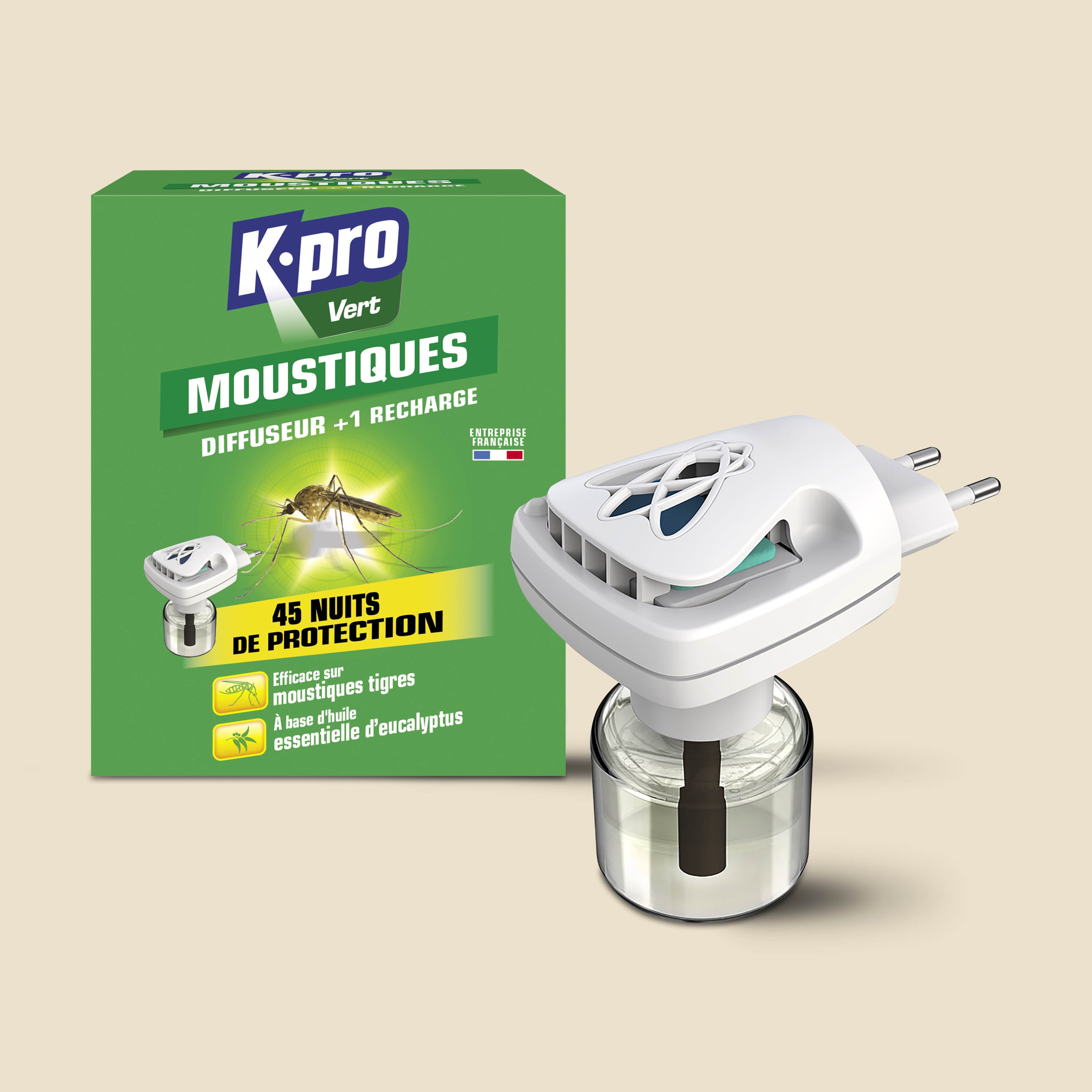 K.PRO - Diffuseur électrique anti moustiques + Recharge X1