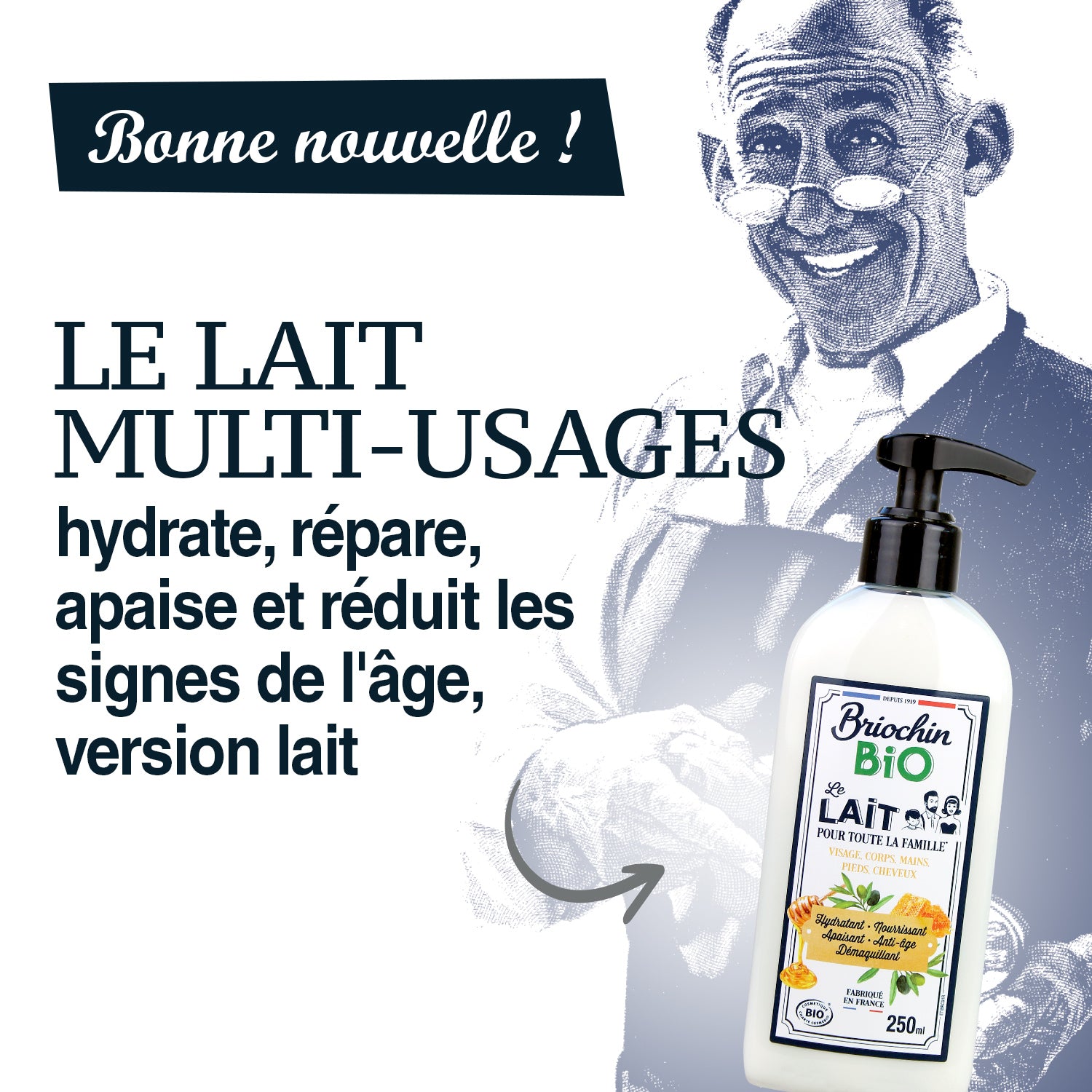 BRIOCHIN COSMETIQUES - Lait multi-usages - Cosmébio 250ml Miel