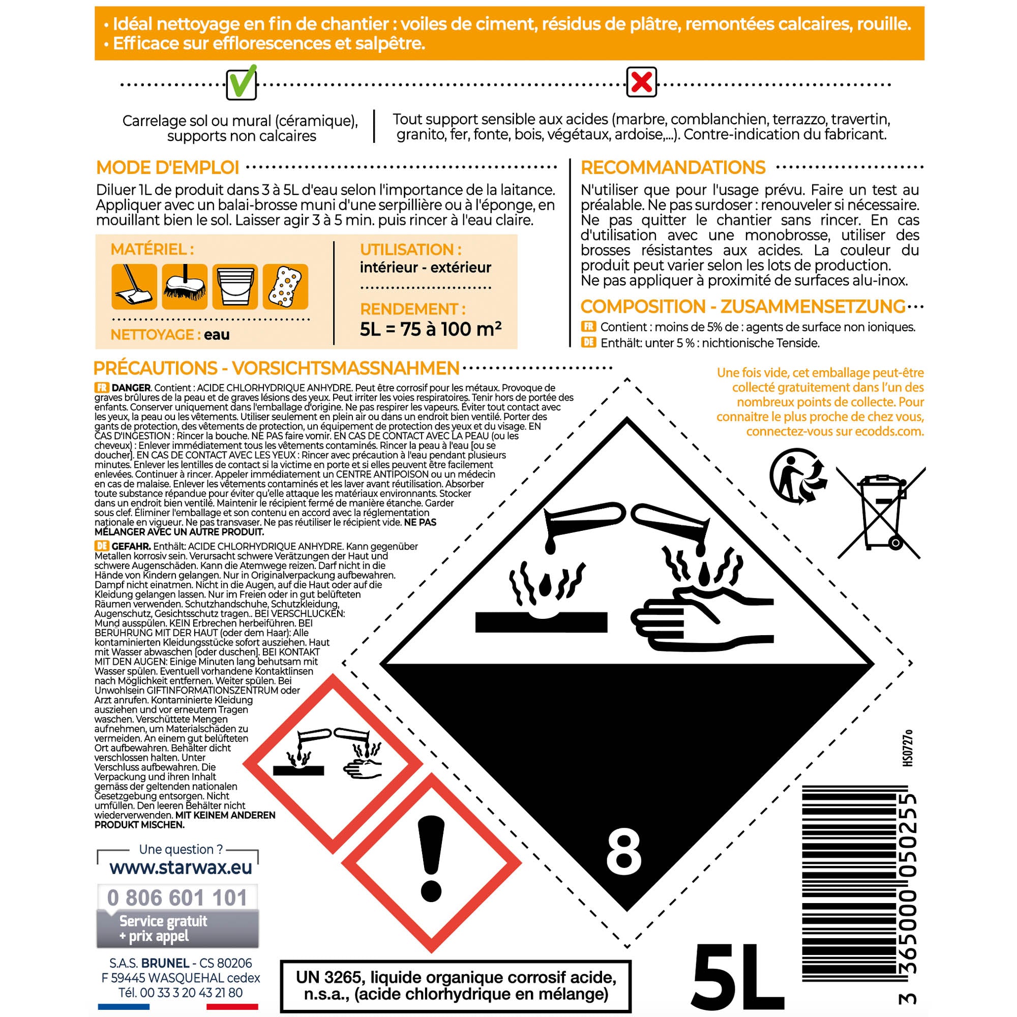 STARWAX - Décapant laitance de ciment 1L