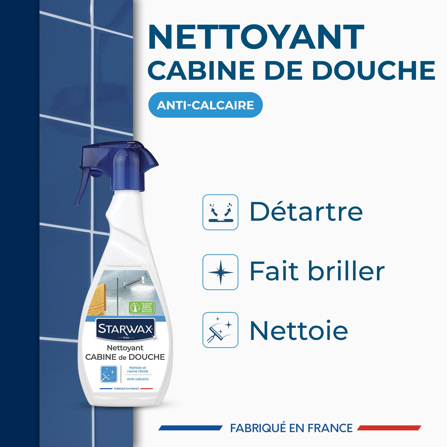 STARWAX - Nettoyant anti-calcaire pour cabine de douche 500ml