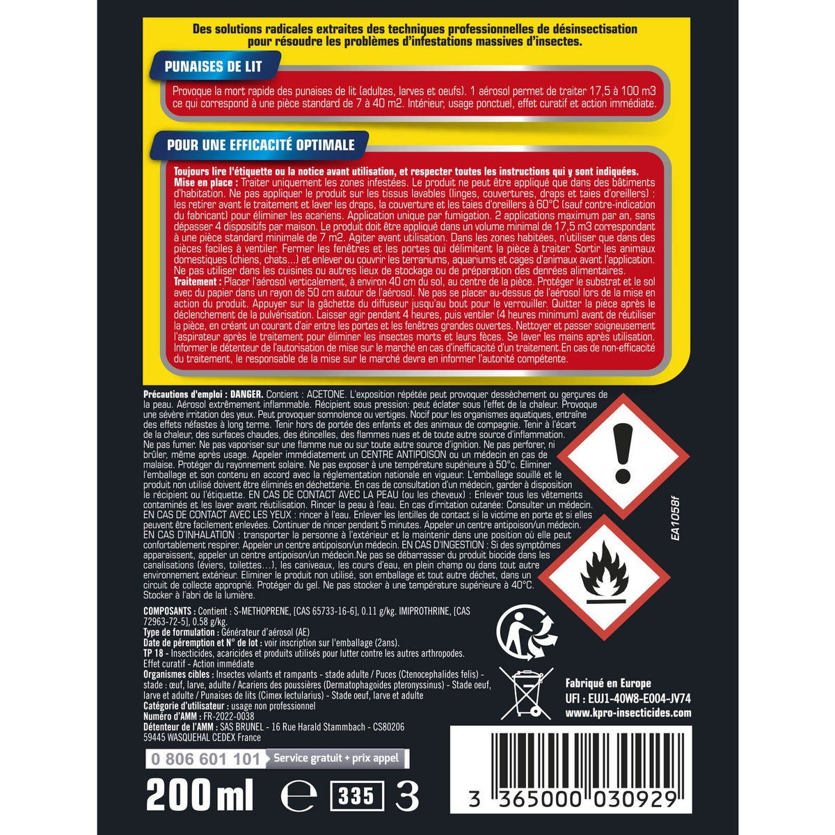 K.PRO - Aérosol diffusion automatique punaises de lit 200ml