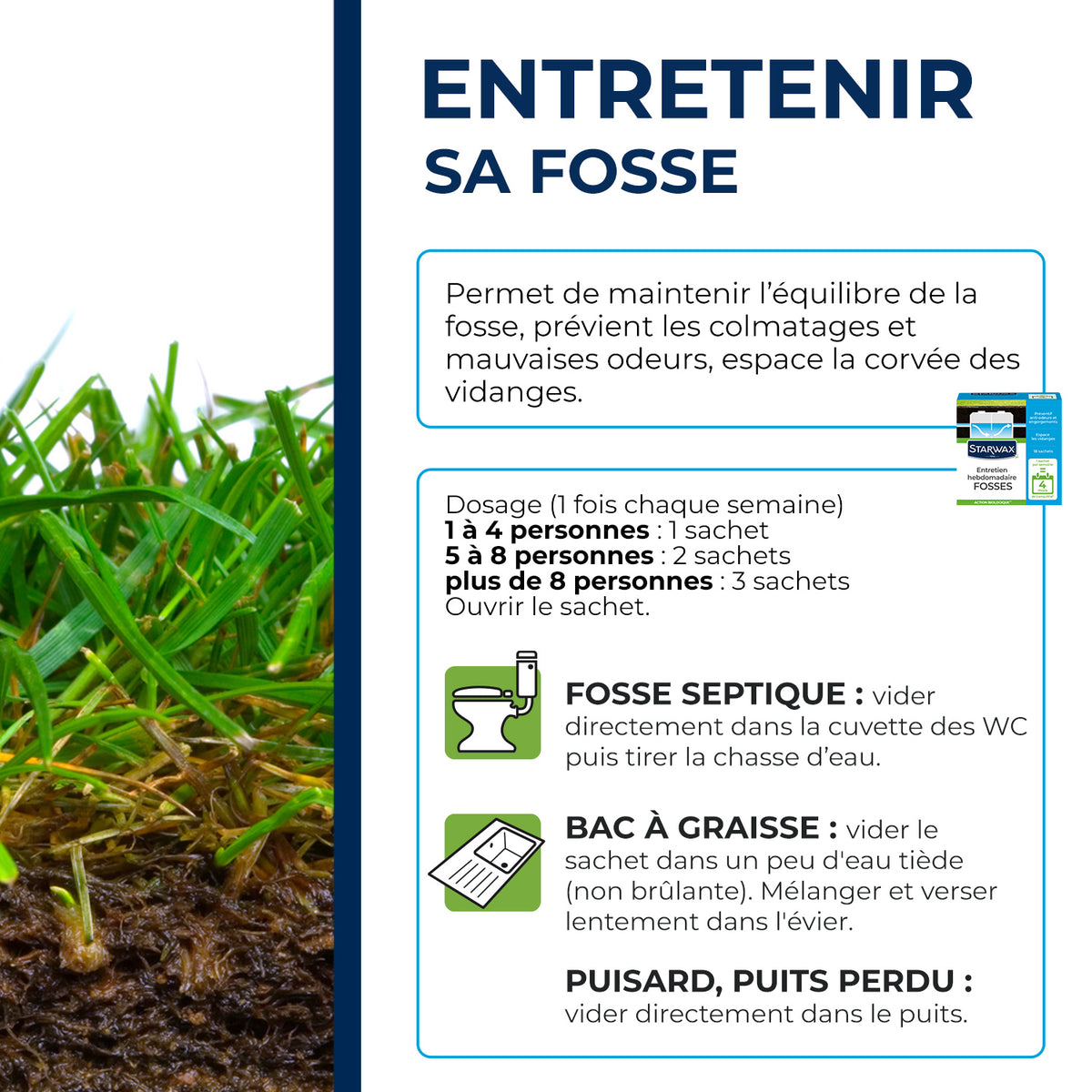 STARWAX - Entretien hebdomadaire pour fosses septiques
450g