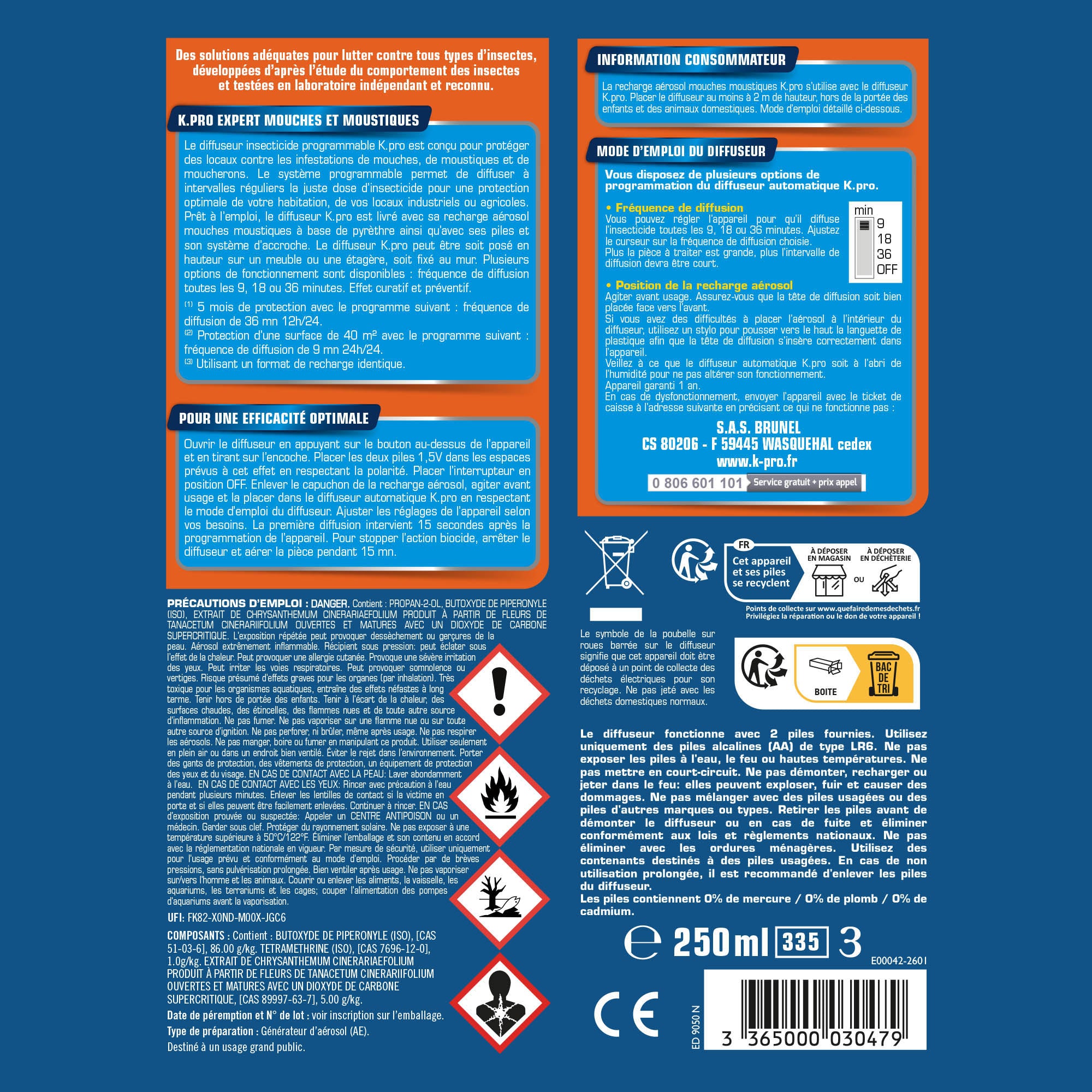K.PRO - Diffuseur automatique contre les mouches et moustiques
250ml