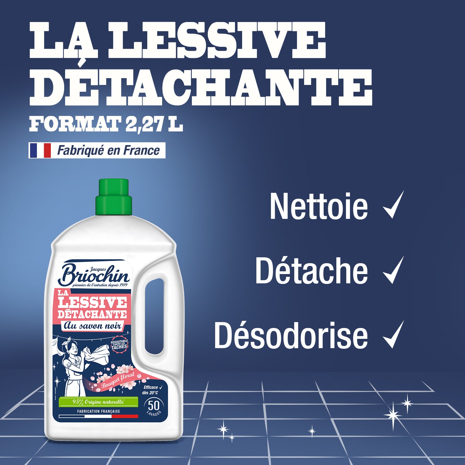 JACQUES BRIOCHIN - Ma Lessive au savon noir - Détachante 2,27l Bouquet Florale