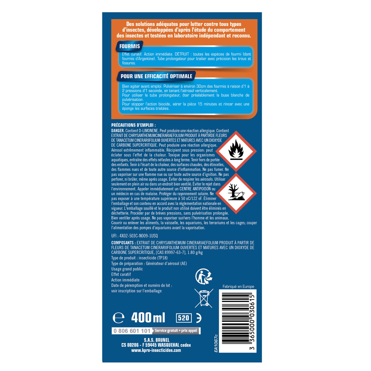 K.PRO - Aérosol fourmis 400ml