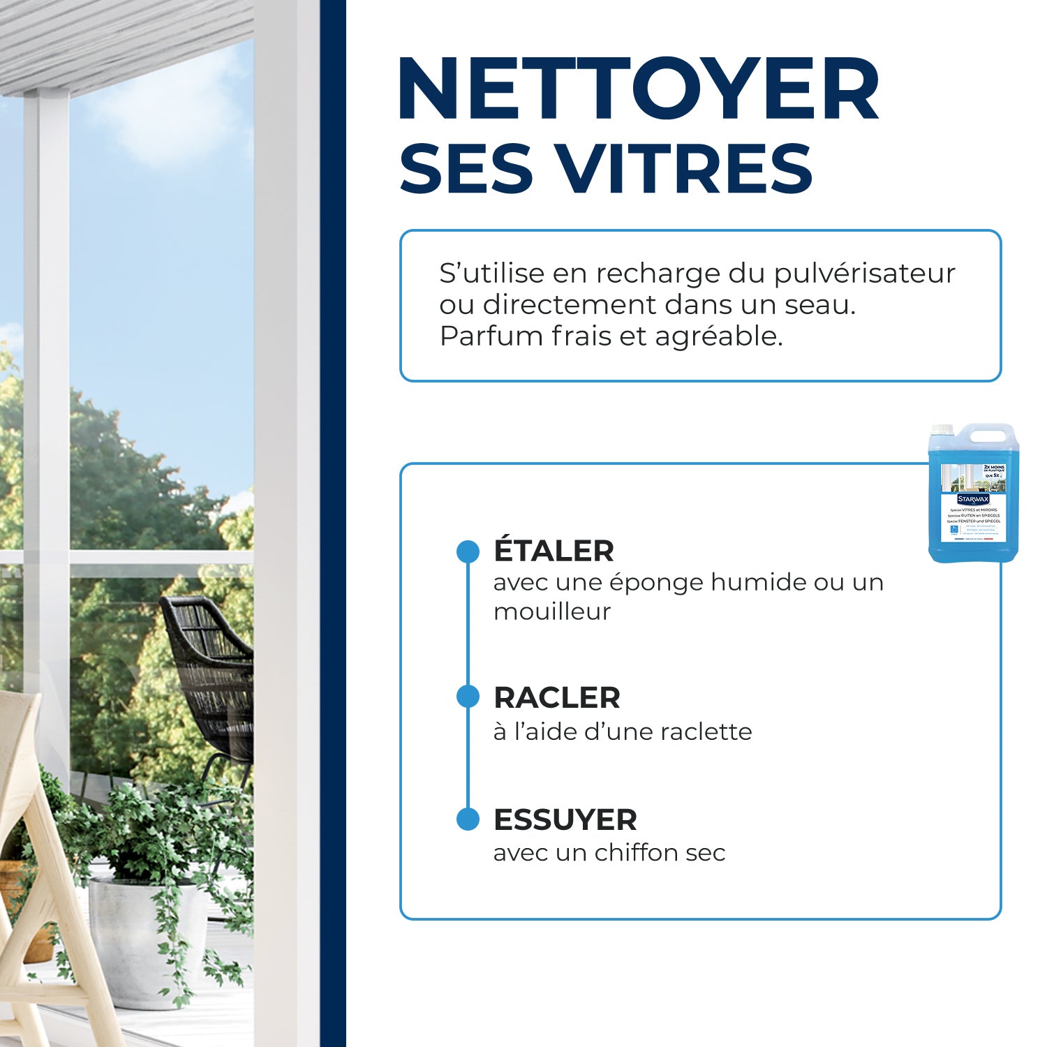 STARWAX - Nettoyant spécial vitres et miroirs
500ml Parfum verveine citron (parfum de synthèse)