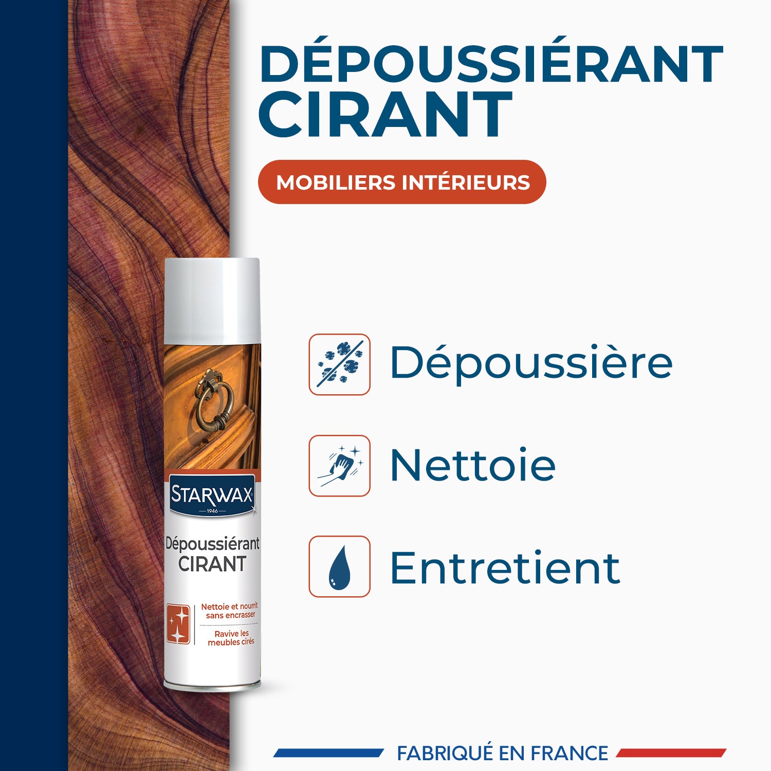 STARWAX - Nettoyant dépoussiérant cirant pour mobilier intérieur 400ml