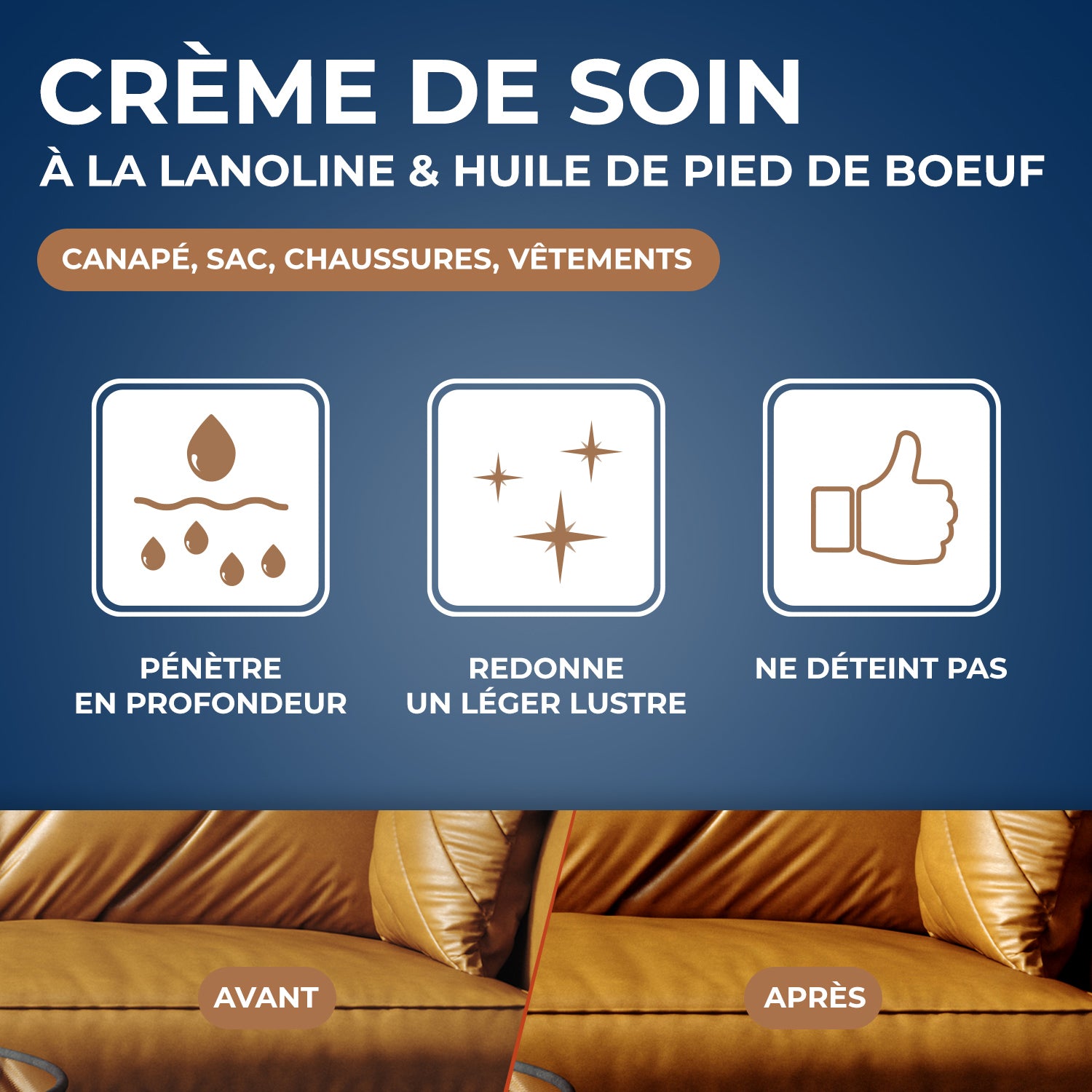 STARWAX - Crème de soin pour cuirs colorés 150ml Camel