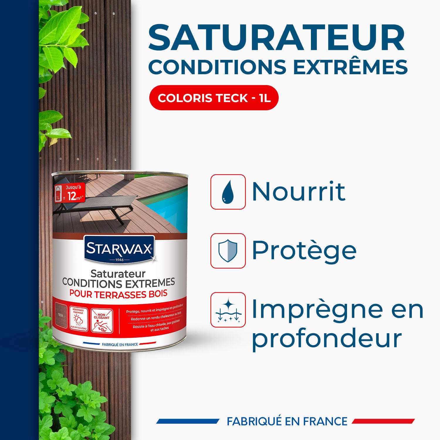 STARWAX - Saturateur bois extérieurs conditions extrêmes
1L Incolore