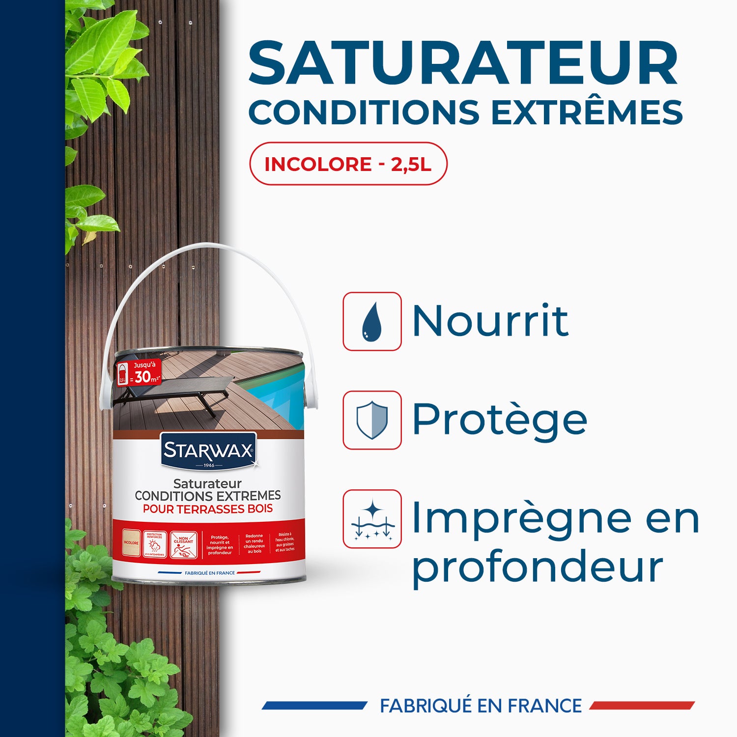 STARWAX - Saturateur bois extérieurs conditions extrêmes
1L Incolore
