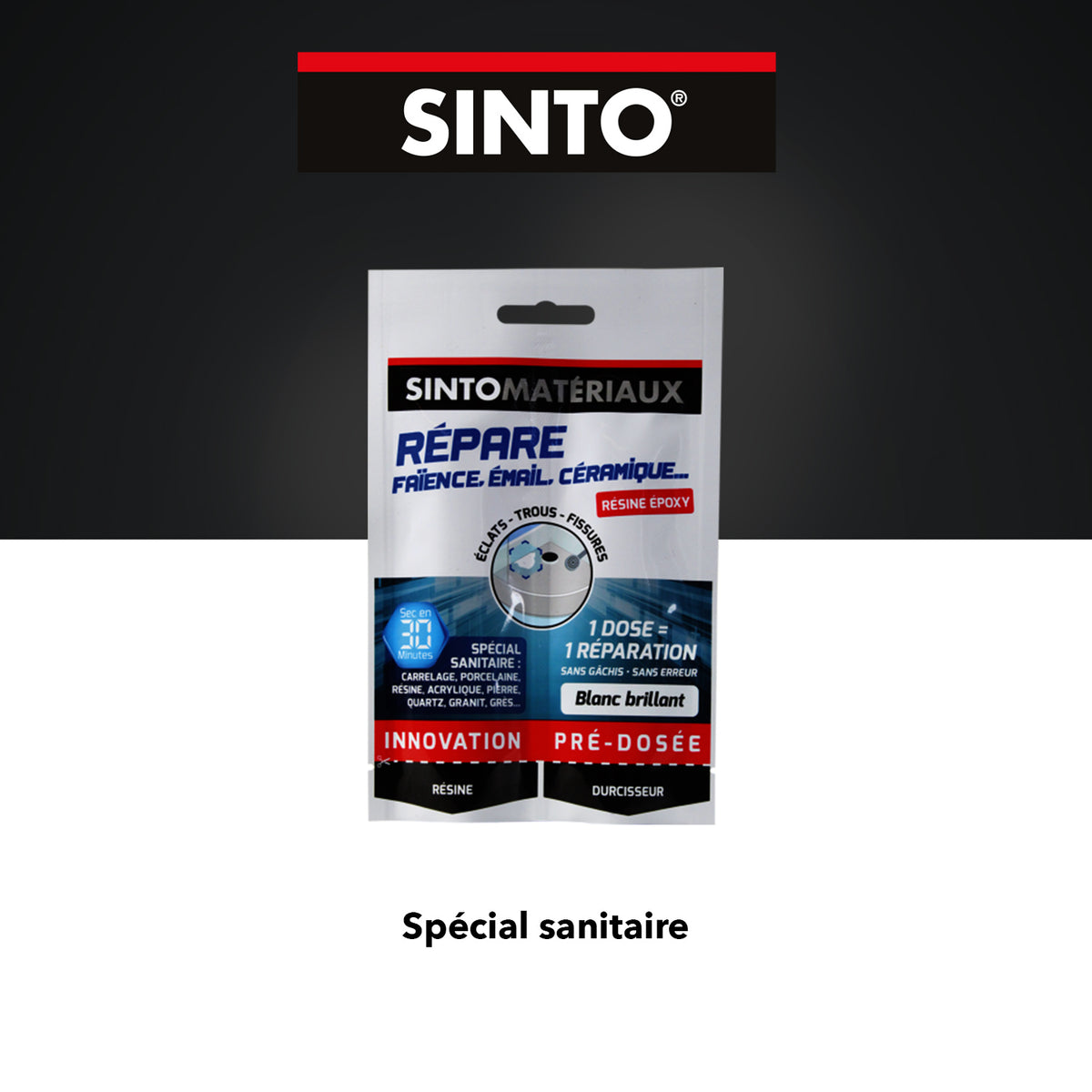 SINTO - Répare faïence, émail, céramique 15g Blanc