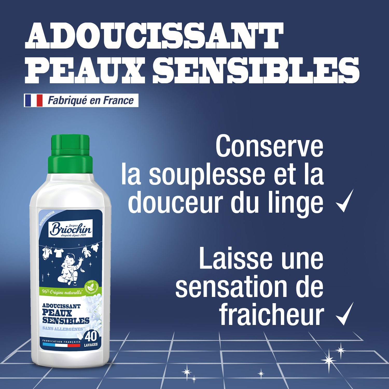 JACQUES BRIOCHIN - Adoucissant peaux sensibles 750ml Fleur de coton