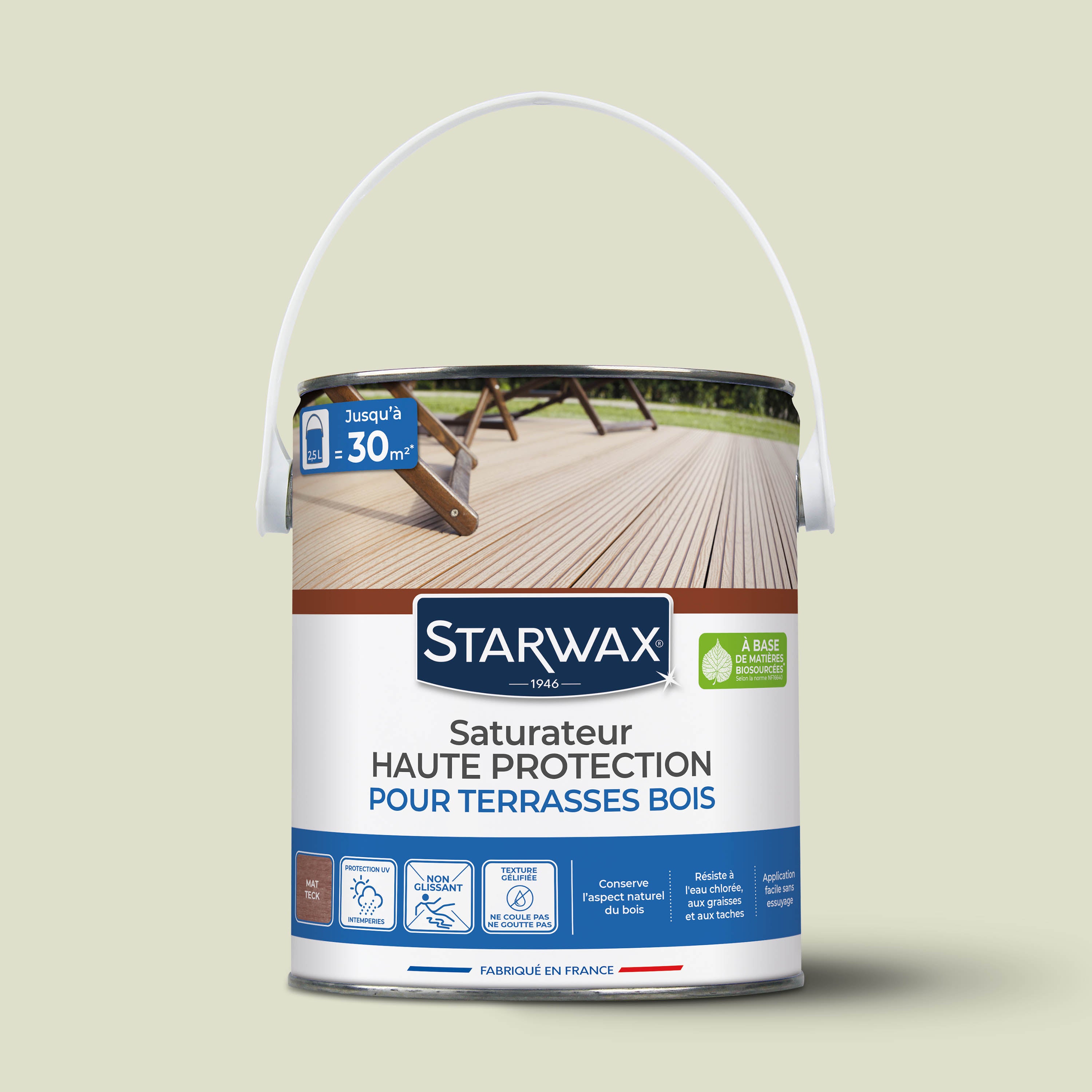 STARWAX - Saturateur Haute protection pour terrasses bois
1L Teck
