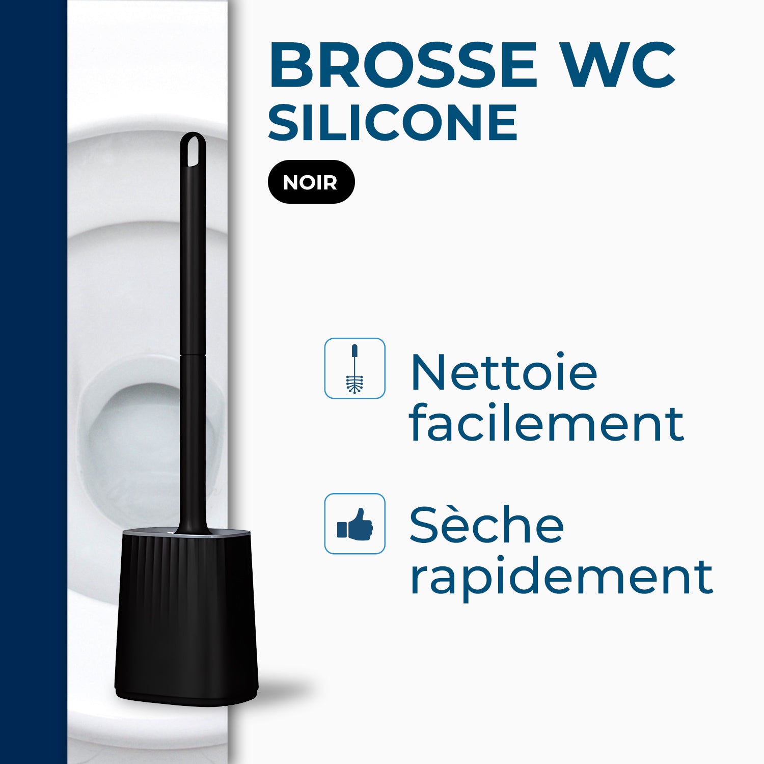 STARWAX - Balayette WC silicone avec support mural X1 Blanche