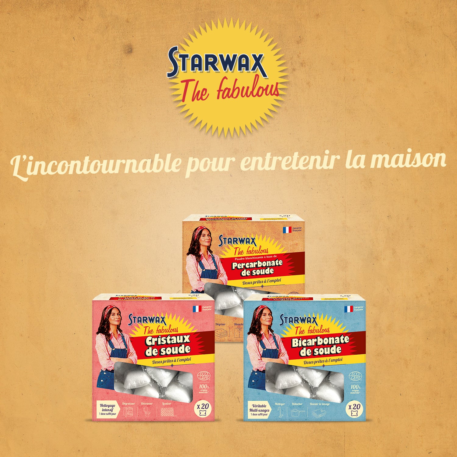 STARWAX FABULOUS - Doses prêtes à l'emploi détachantes & raviveur de blancheur – Percarbonate de Soude 20 doses