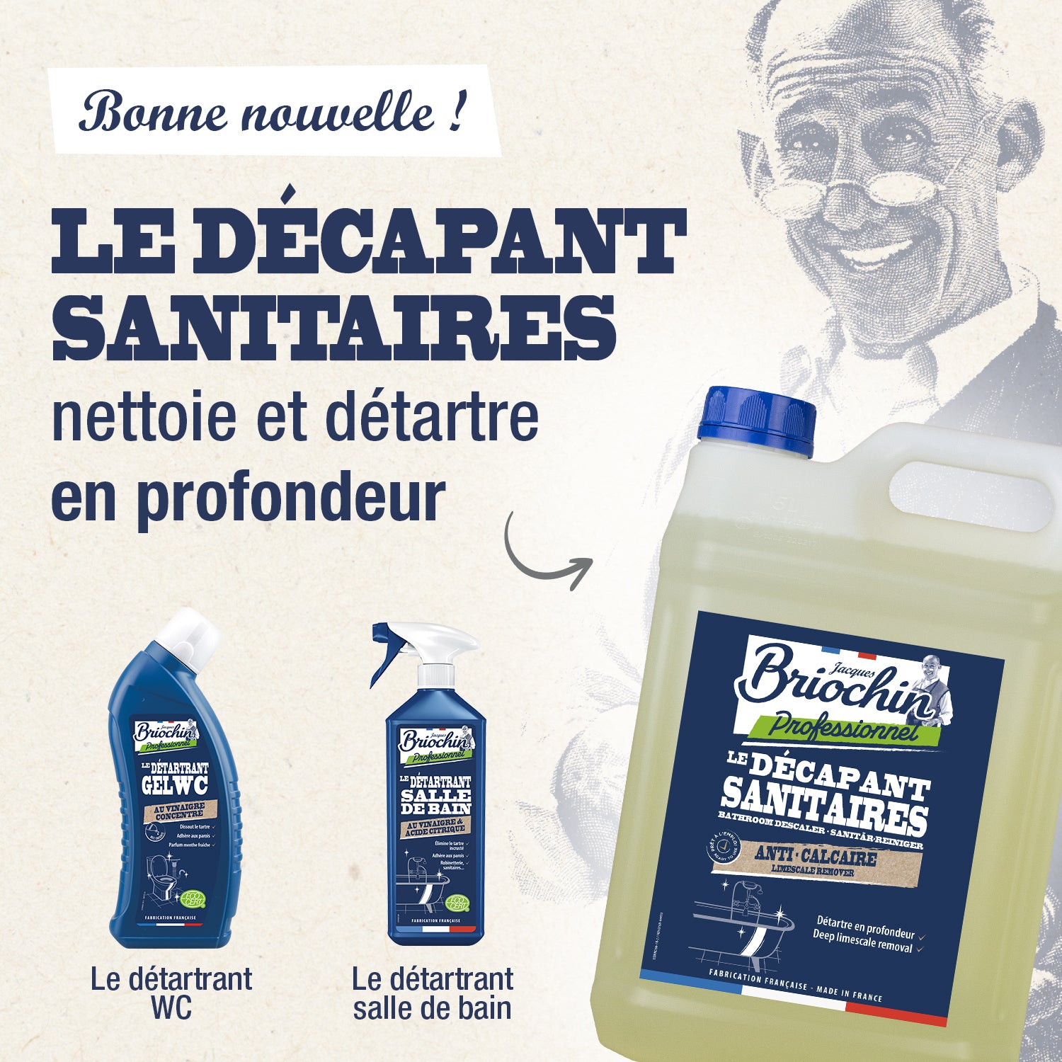 JACQUES BRIOCHIN PRO - Le Décapant Sanitaires 5L Sans parfum