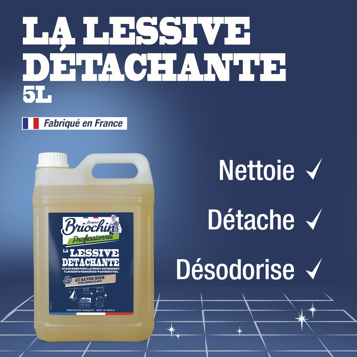 JACQUES BRIOCHIN PRO - La Lessive au Savon Noir - Détachante 5L Parfum bouquet floral