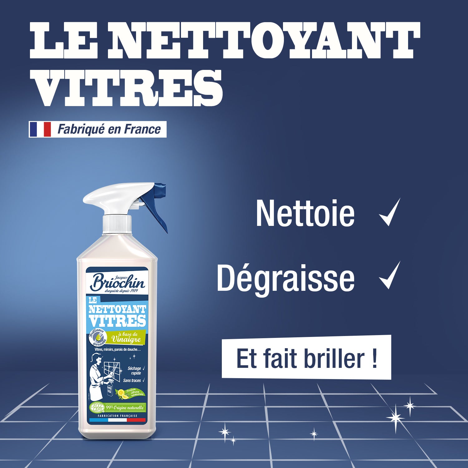 JACQUES BRIOCHIN - Nettoyant surfaces vitrées 750ml Sans parfum
